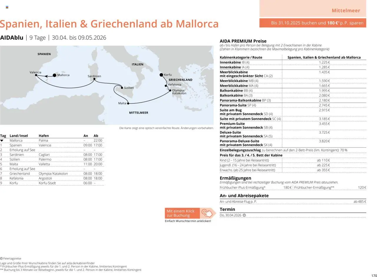 Aida Sommer 2026 – gültig ab 01.03.2026 | Seite: 170 | Produkte: Bett