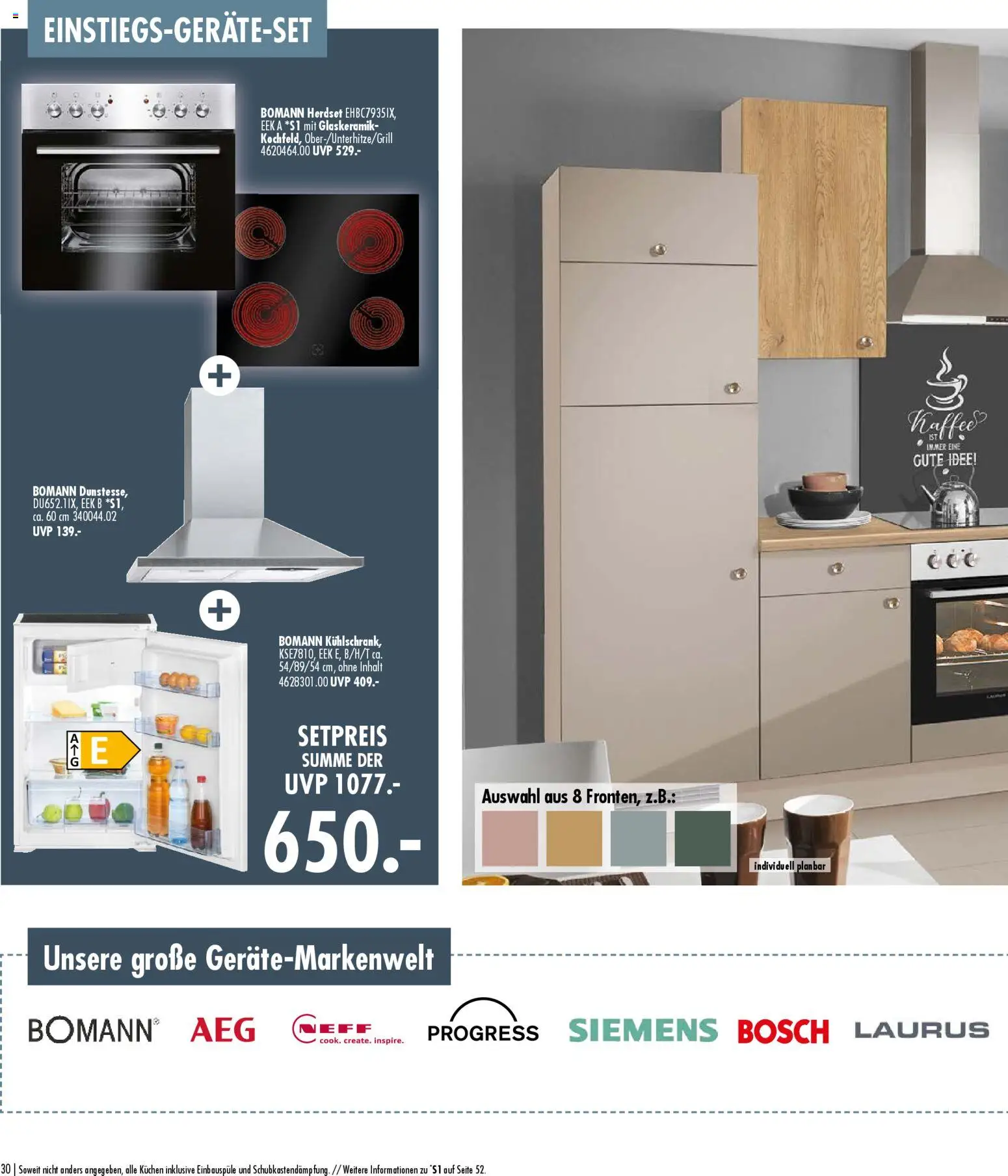 SB Möbel Boss Küchenkatalog 2026 – gültig ab 09.04.2026 | Seite: 30 | Produkte: Bosch, Siemens, AEG, Kaffee