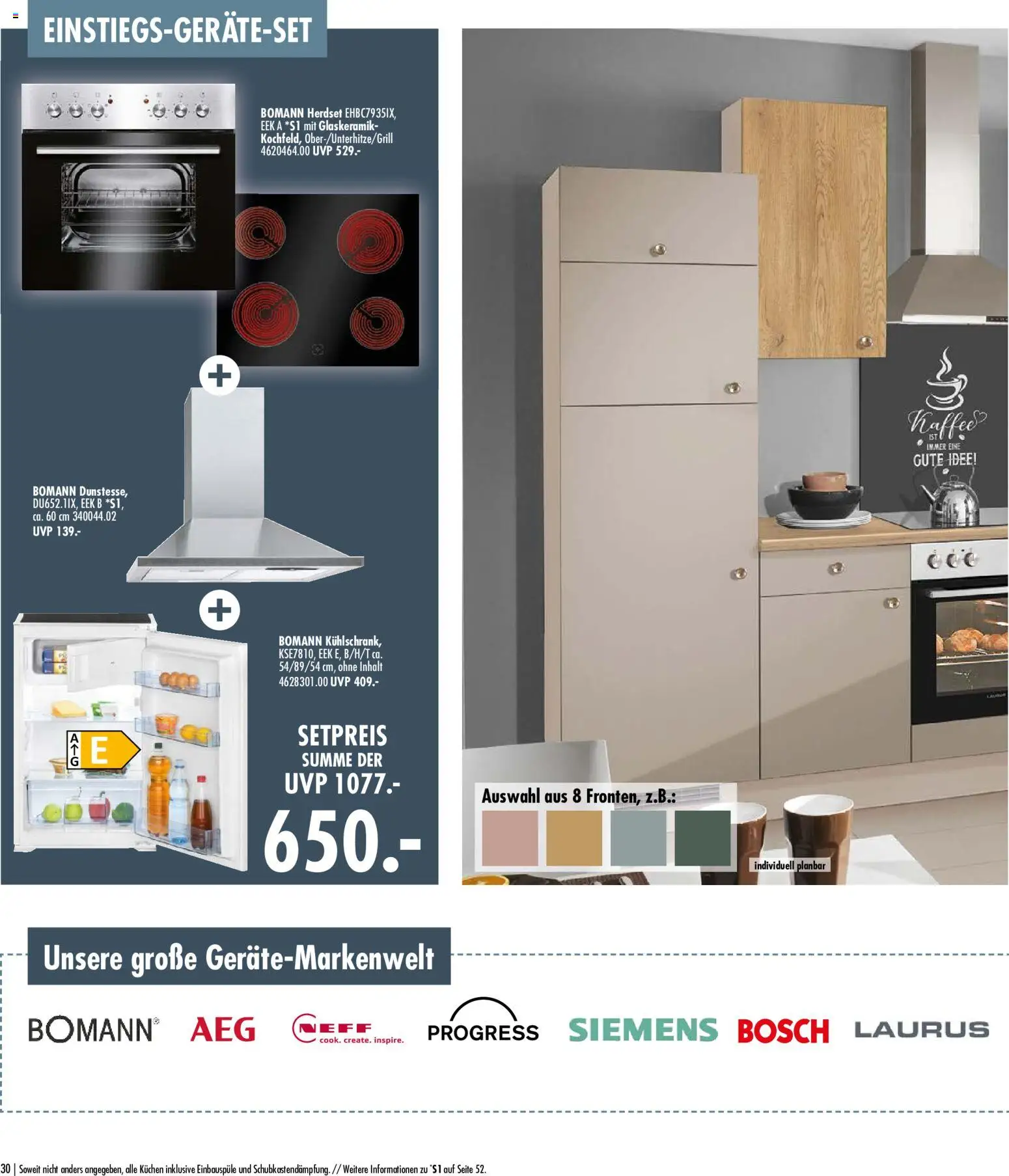 SB Möbel Boss Küchenkatalog 2026 – gültig ab 09.04.2026 | Seite: 30 | Produkte: Bosch, Siemens, AEG, Kaffee