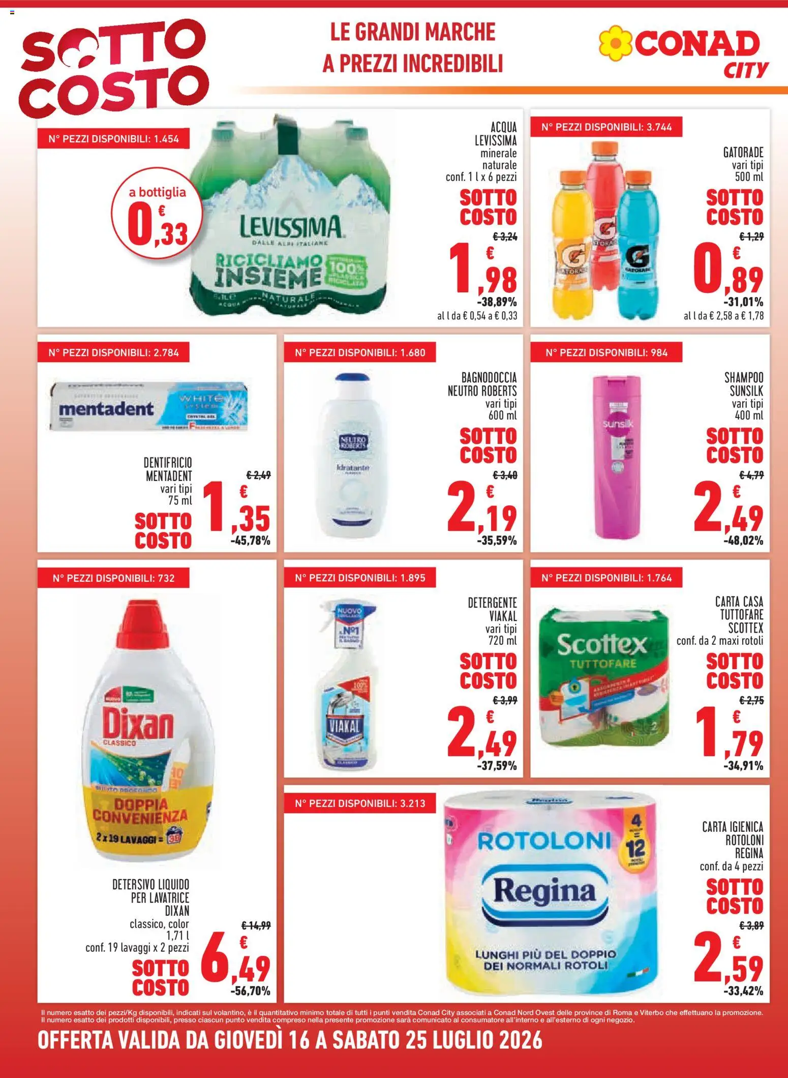 Volantino Conad del 16/07/2026 | Pagina: 4 | Prodotti: Shampoo, Detergente, Lavatrice, Doccia