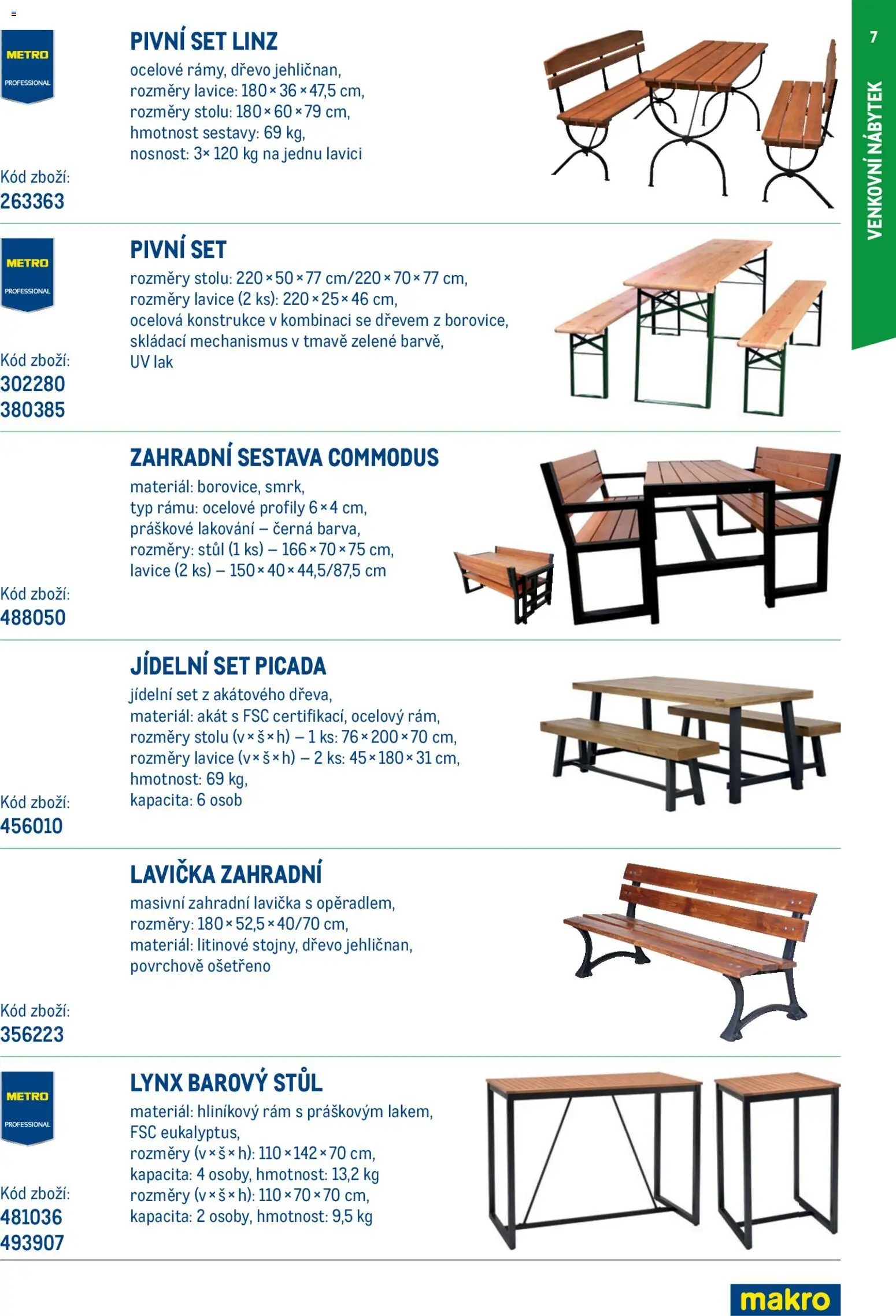 Makro leták - Venkovní vybavení od 05.03.2026 | Strana: 7 | Produkty: Jídelní set, Nábytek, Stůl, Lavice