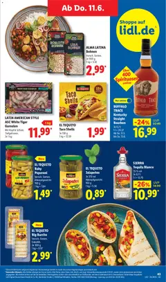 Náhled letáku Lidl Německo leták od 08.06.2026 | Strana: 63 | Produkty: Taco shells, Tiger, Bourbon, Telefon