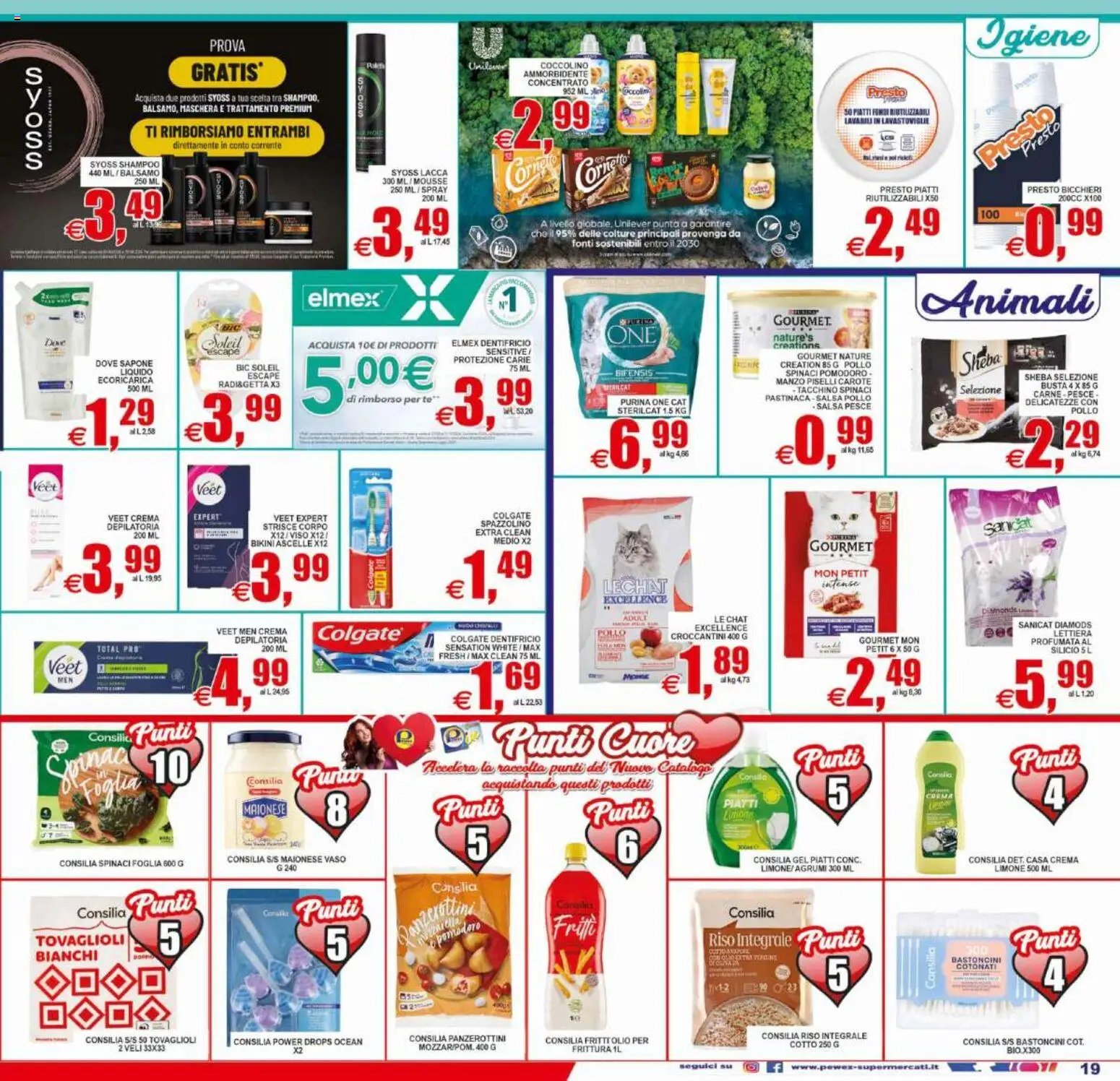 Volantino Pewex del 10/07/2026 | Pagina: 19 | Prodotti: Ammorbidente, Manzo, Pomodoro, Spinaci