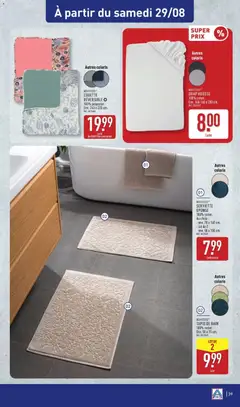 Aldi - Prévisualisation de DRAP HOUSSE, 100% coton. Env. 140-160 x 200 cm. valide à partir de 25/08/2026 | Page: 41 | Produits: Tapis de bain, Eponge, Tapis, Drap housse