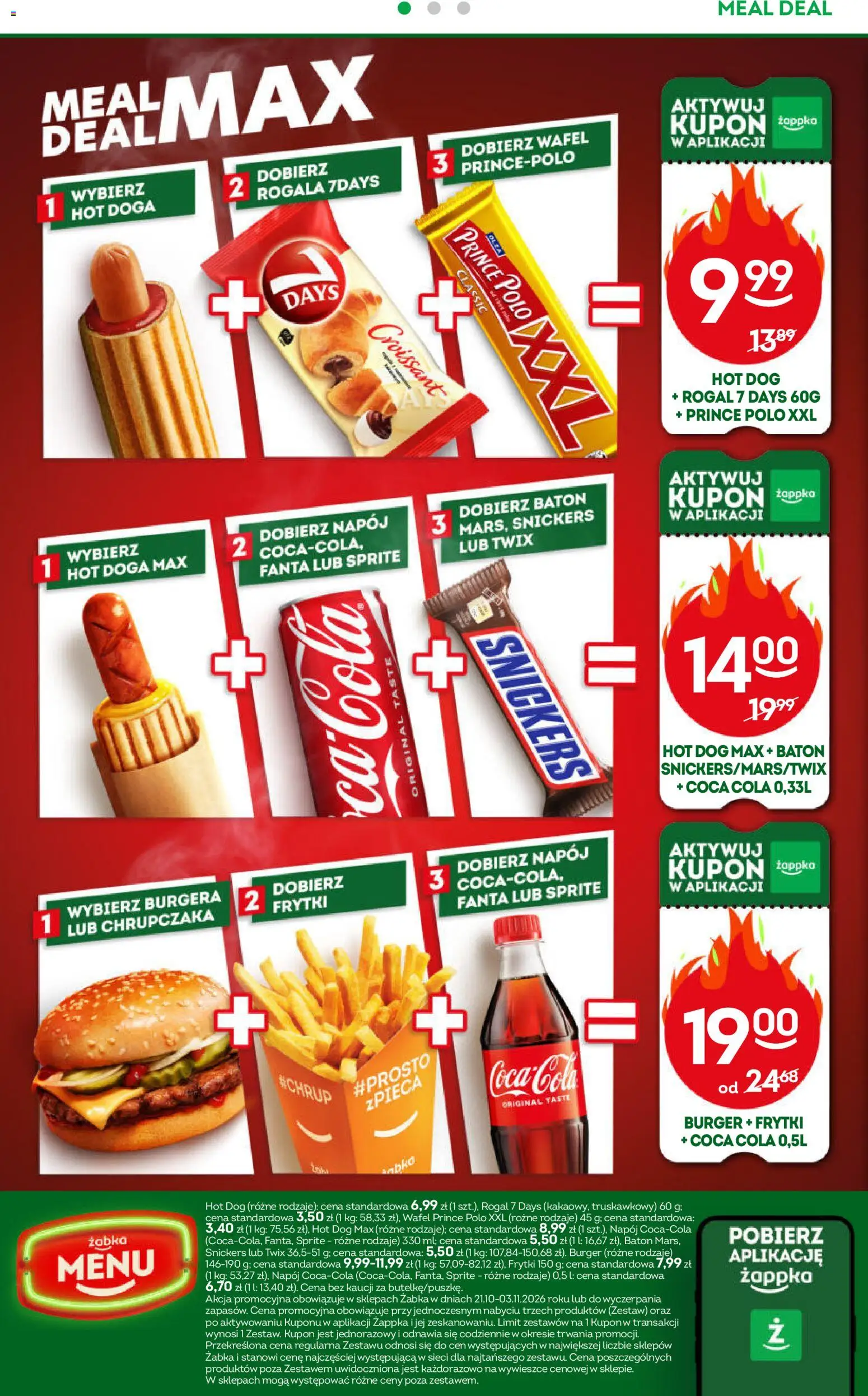 Żabka gazetka od 21.10.2026 | Strona: 42 | Produkty: Croissant, Coca cola, Snickers, 7days