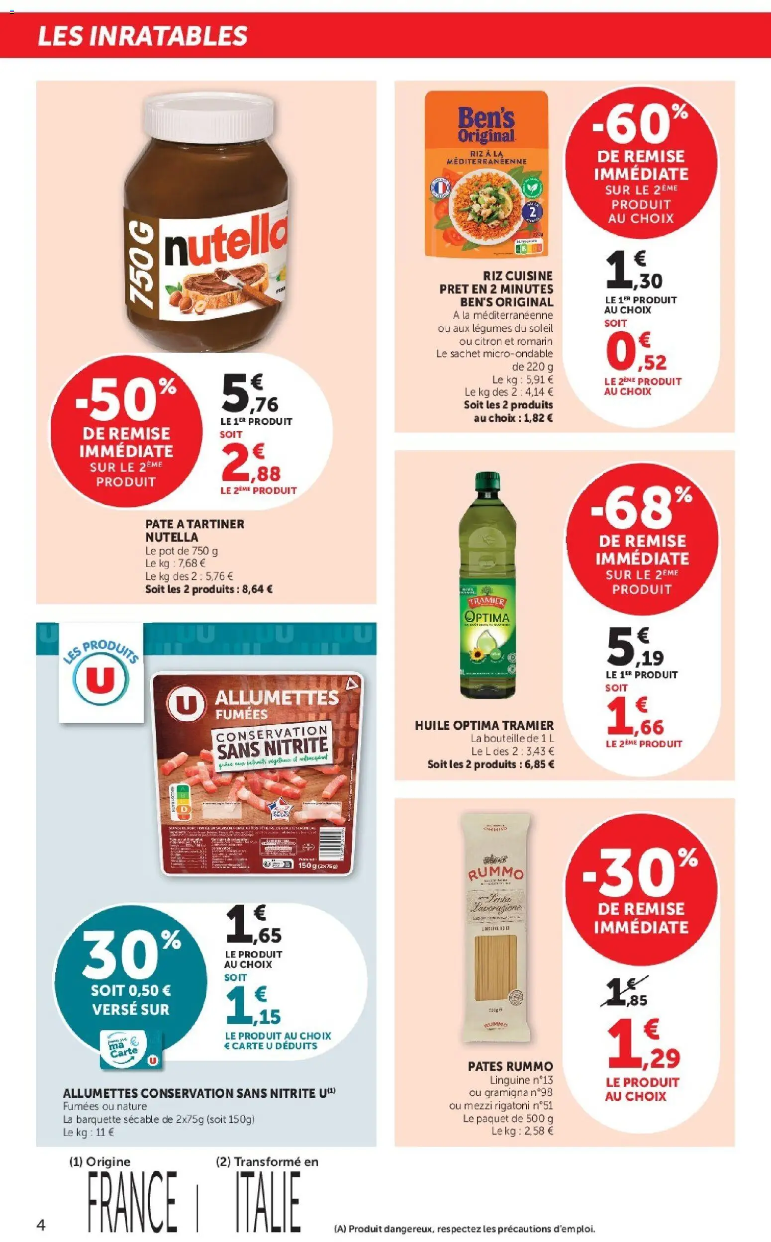{H1} | Page: 4 | Produits: Citron, Pâte à tartiner, Nutella, Huile