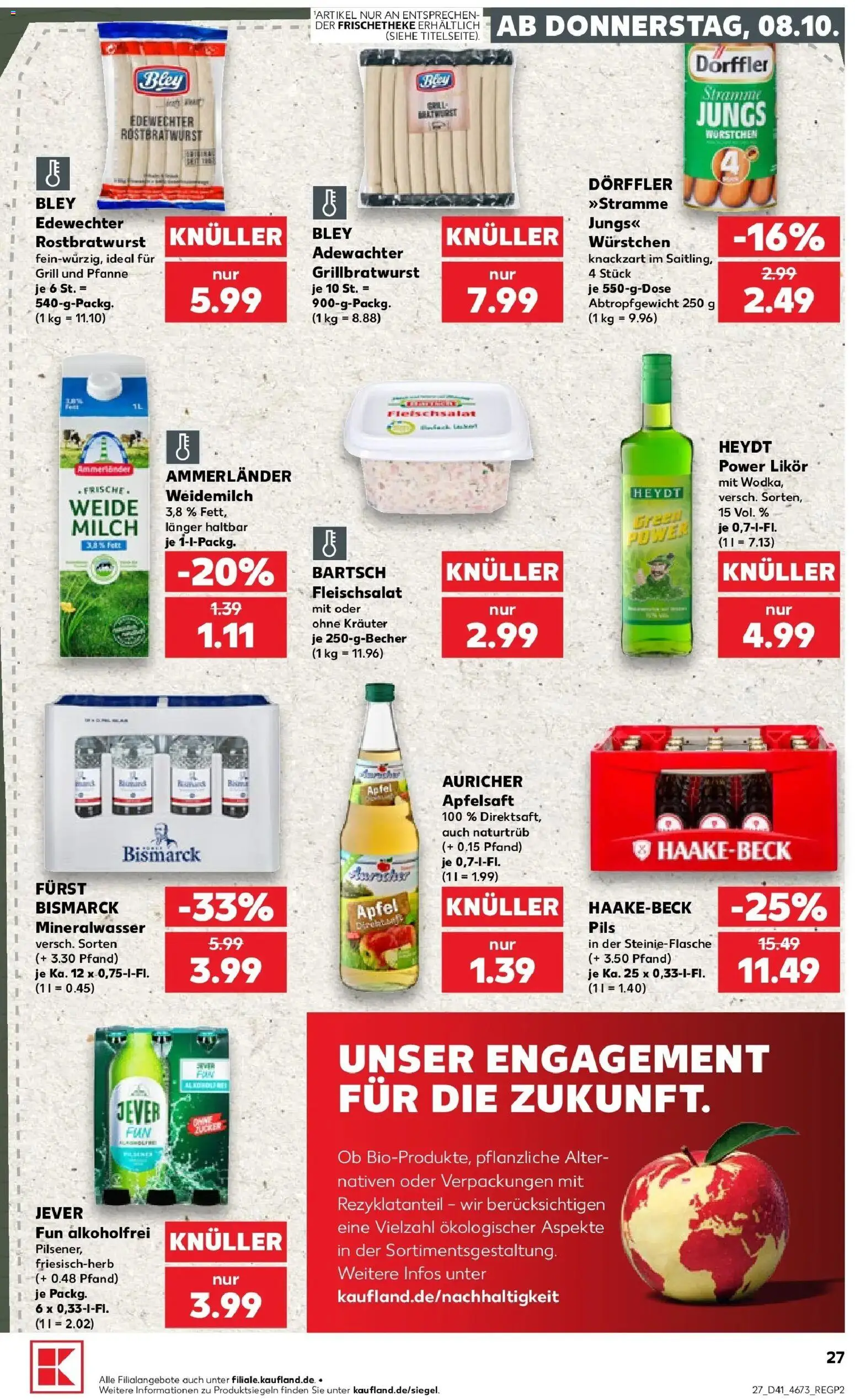 Kaufland Prospekt Oldenburg – gültig ab 08.10.2026 | Seite: 27 | Produkte: Pils, Mineralwasser, Zucker, Wodka