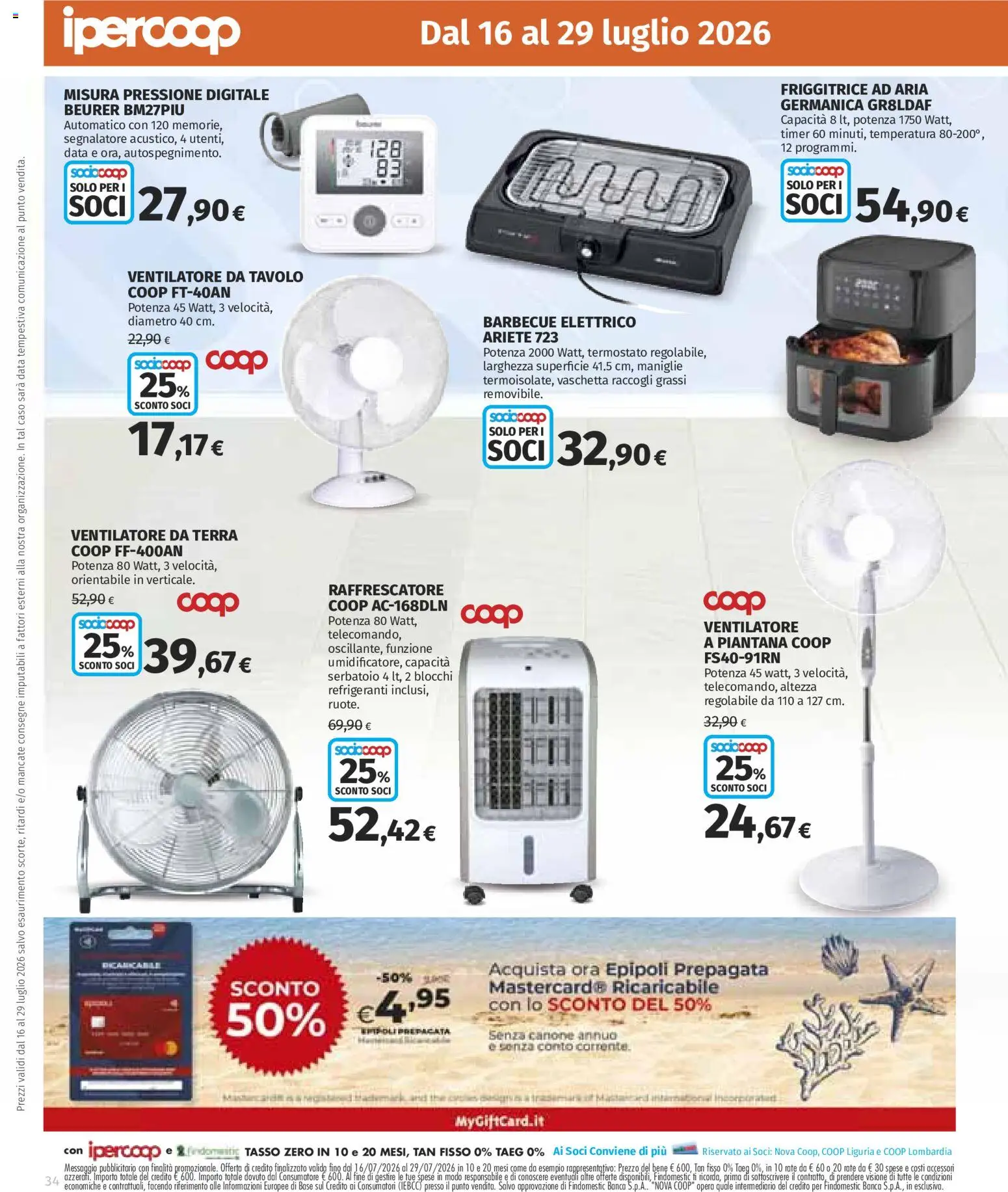 Volantino Ipercoop del 16/07/2026 | Pagina: 34 | Prodotti: Ventilatore, Friggitrice ad aria, Friggitrice, Terra