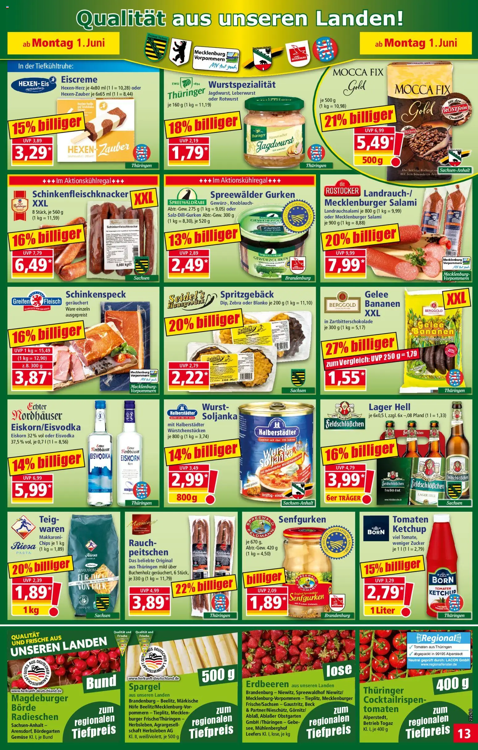 Norma Prospekt – gültig ab 01.06.2026 | Seite: 13 | Produkte: Bananen, Gemüse, Wurst, Gurken