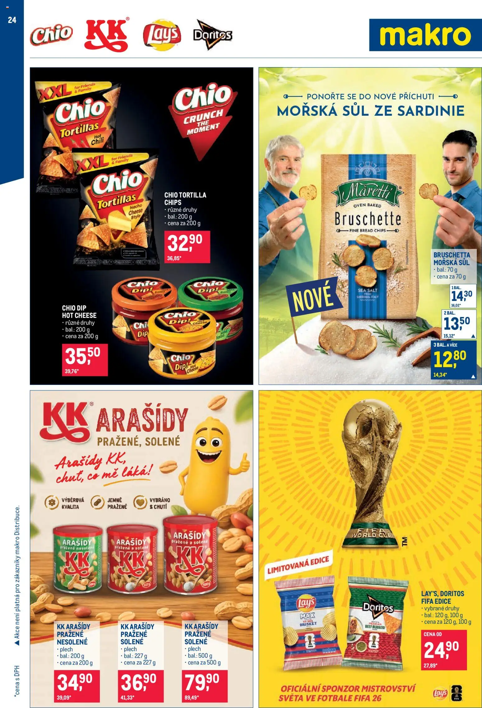Makro leták - Obchodní partneři od 20.05.2026 | Strana: 24 | Produkty: Arašídy, Bruschetta, Doritos, Lay's