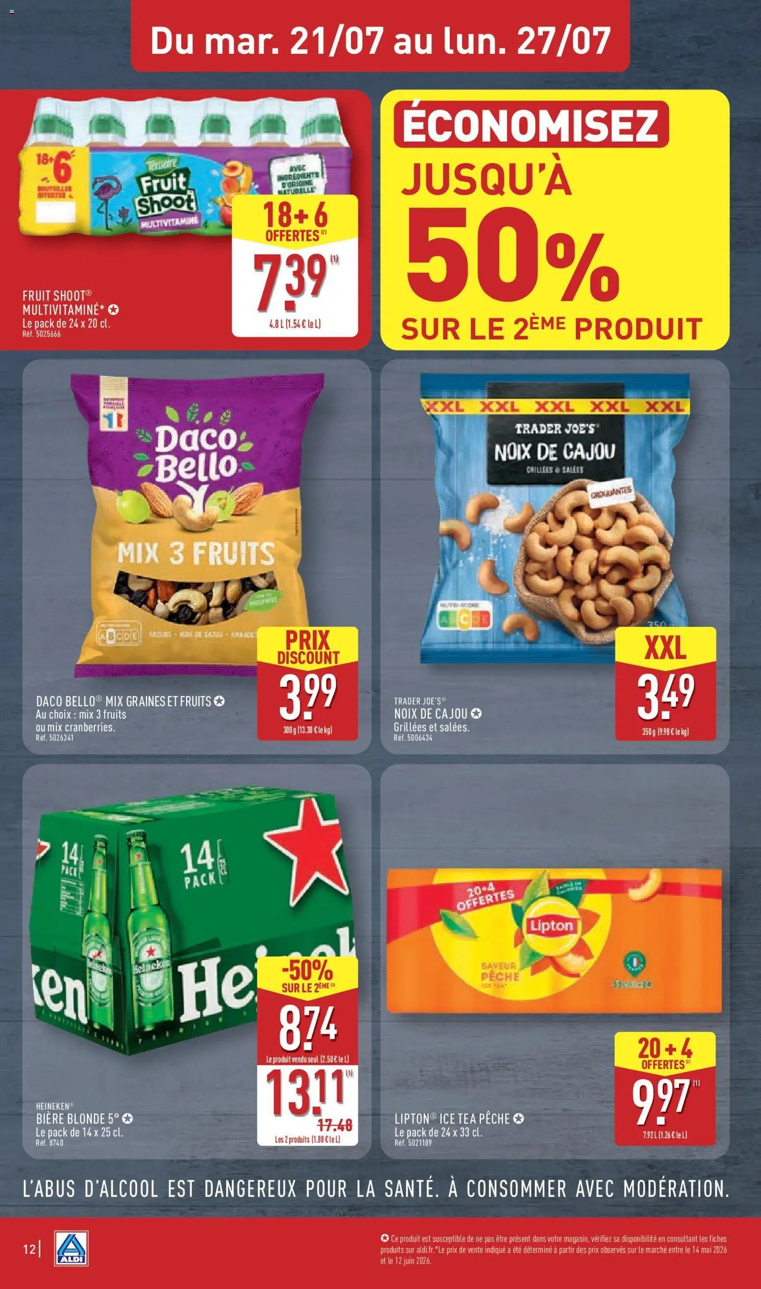 {H1} | Page: 16 | Produits: Pêche, Bière blonde, Heineken, Noix