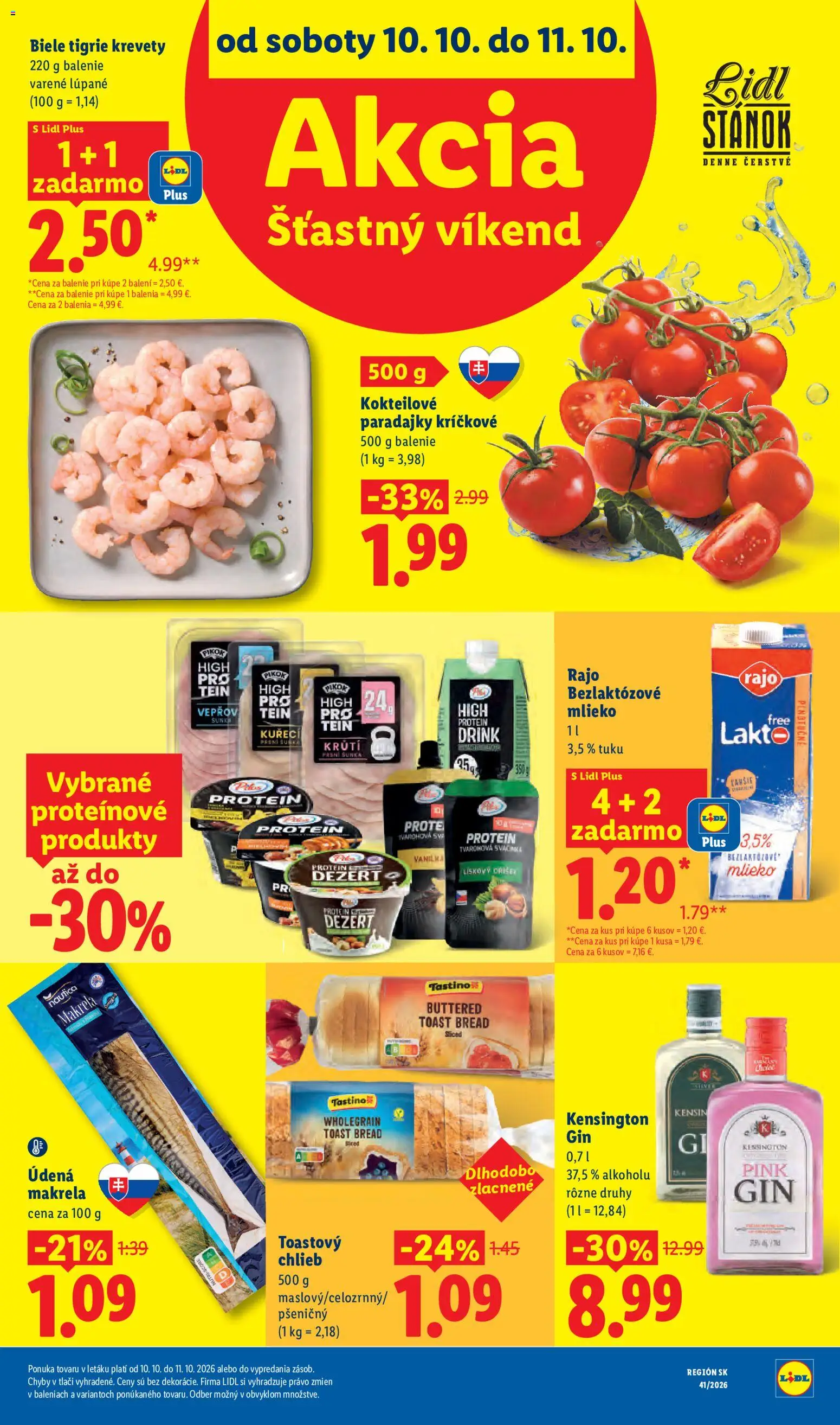Nové Lidl akcie – leták je platný od 05.10.2026 | Strana: 93 | Produkty: Šunka, Krevety, Protein, Gin