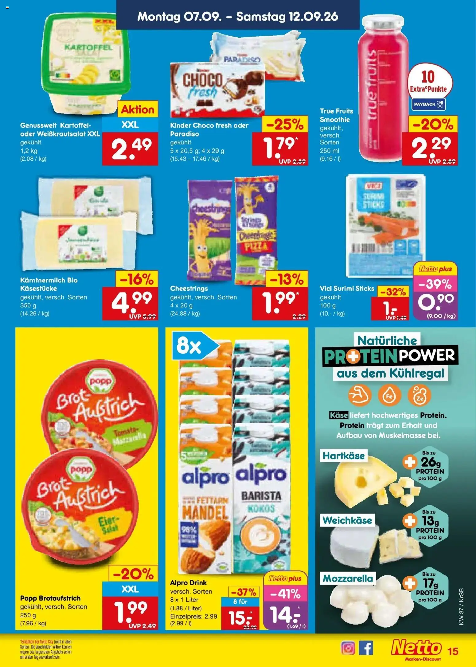 Netto Marken-Discount Prospekt Baesweiler – gültig ab 07.09.2026 | Seite: 21 | Produkte: Käse, Mozzarella, Alpro, Pizza