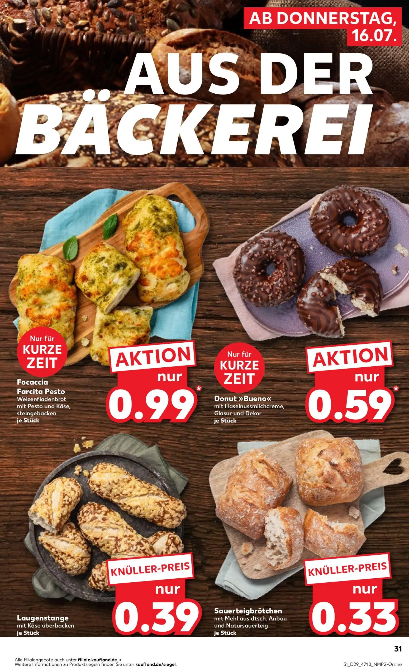 Kaufland Prospekt Hannover – gültig ab 16.07.2026 | Seite: 31 | Produkte: Bäckerei, Mehl, Käse