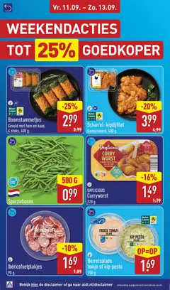 Borrelsalade tonijn of kip-pesto, 150 g. - Voorbeeld van een folder van Aldi, geldig van 07-09-2026 | Pagina: 60 | Producten: Ham, Salade, Tonijn, Kip