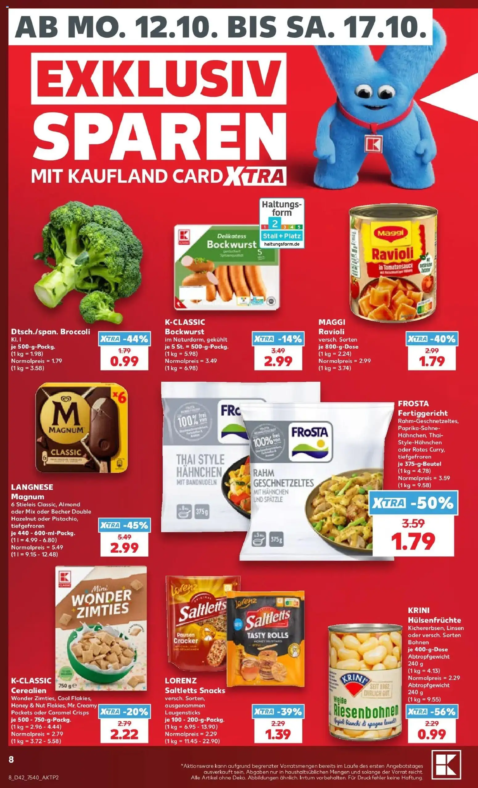 Prospekt Kaufland ab 12.10.2026 » Angebote Online zum Blättern | Seite: 12 | Produkte: Bockwurst, Hahnchen, Maggi, Frosta