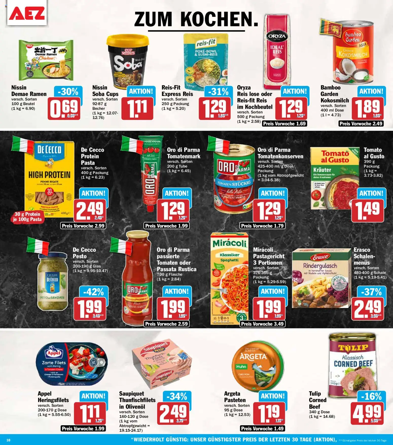 AEZ Prospekt – gültig ab 12.10.2026 | Seite: 10 | Produkte: Olivenol, Pasta, Nudeln, Erasco