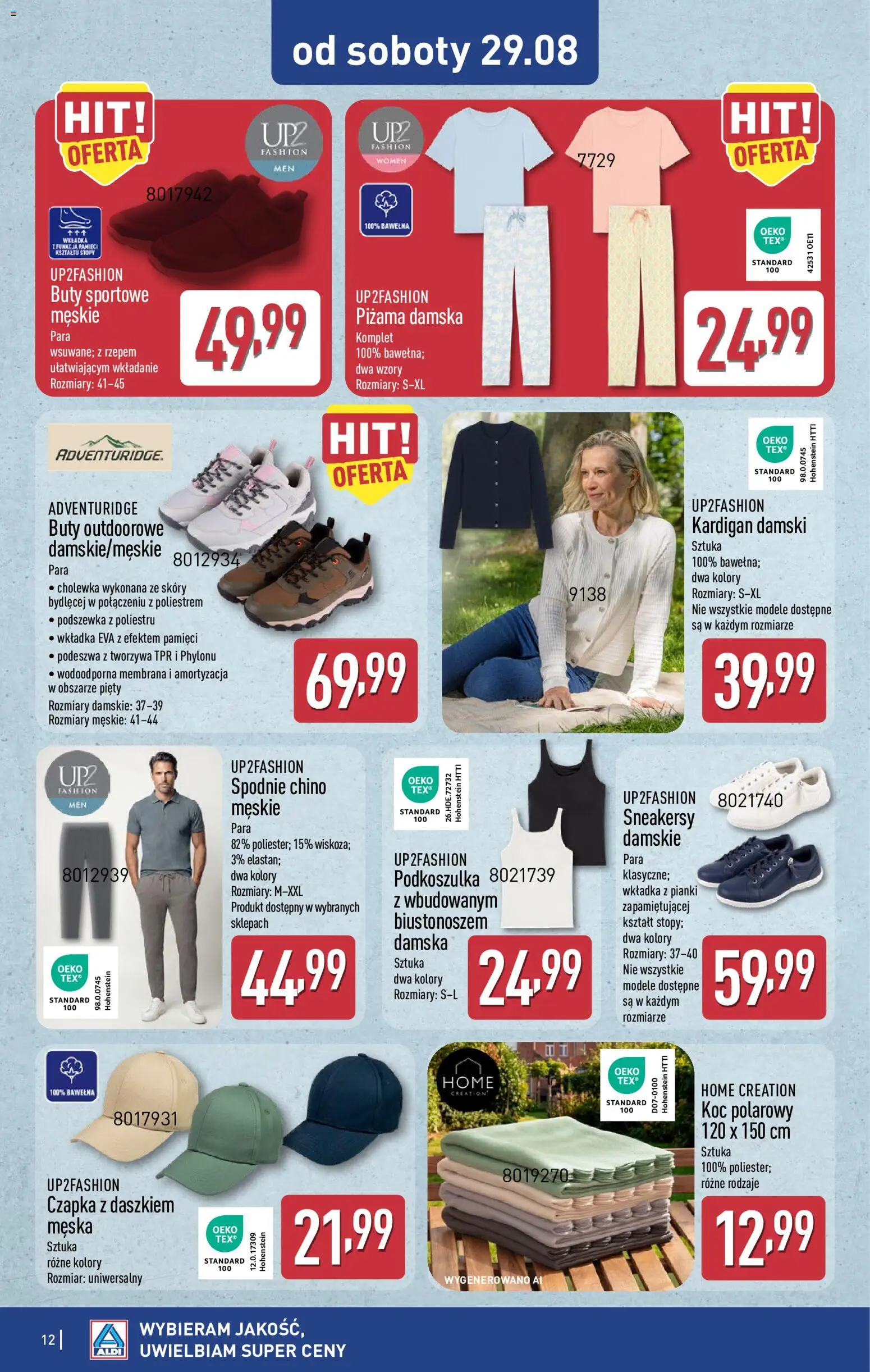 Aldi gazetka - Hity od Środy i od Soboty od 26.08.2026 | Strona: 12 | Produkty: Piżama, Buty, Czapka, Kardigan
