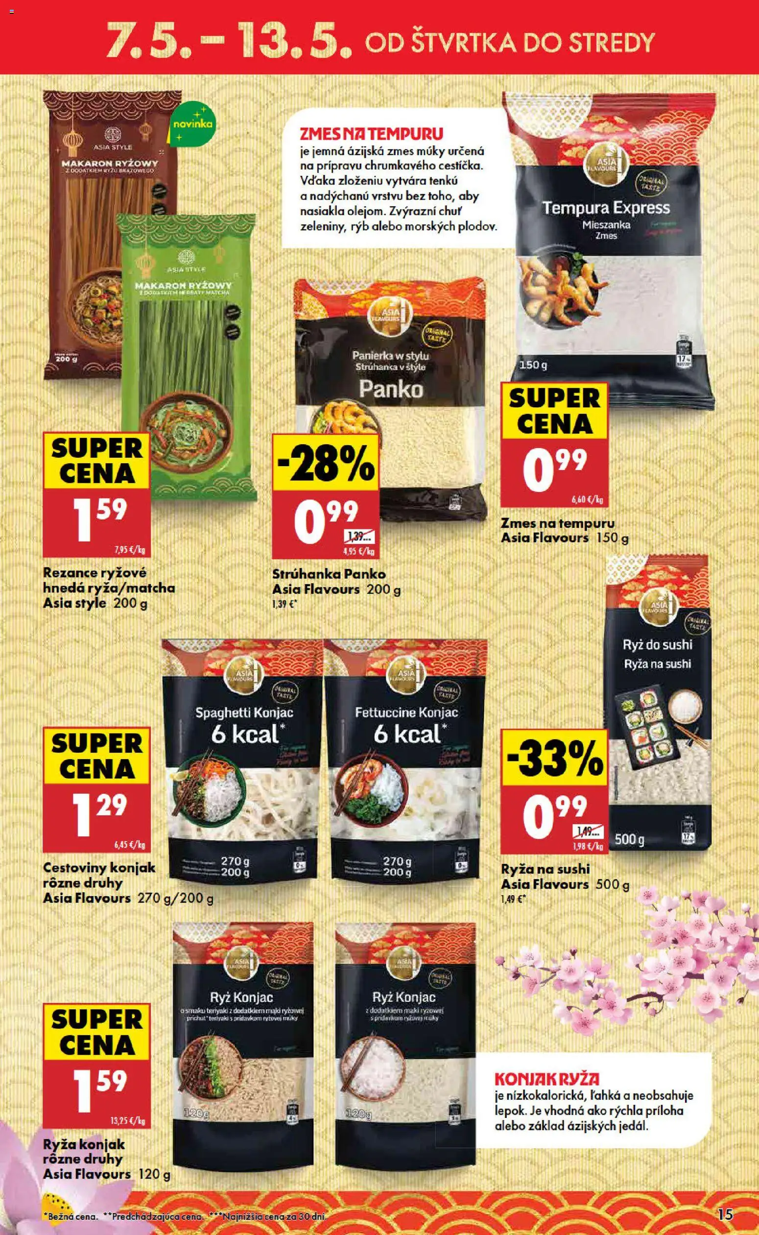 Nové Biedronka akcie – leták je platný od 07.05.2026 | Strana: 15 | Produkty: Ryža, Cestoviny, Rezance, Sushi