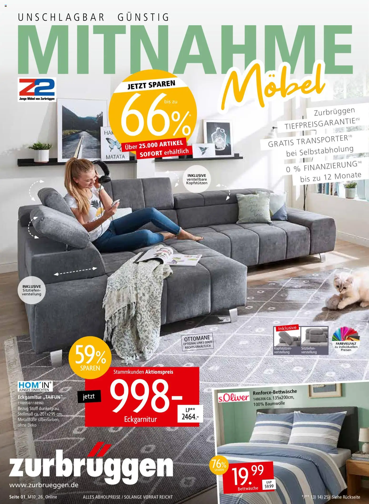 Zurbrüggen Mitnahme Möbel – gültig ab 08.08.2026 | Seite: 1 | Produkte: Bettwäsche