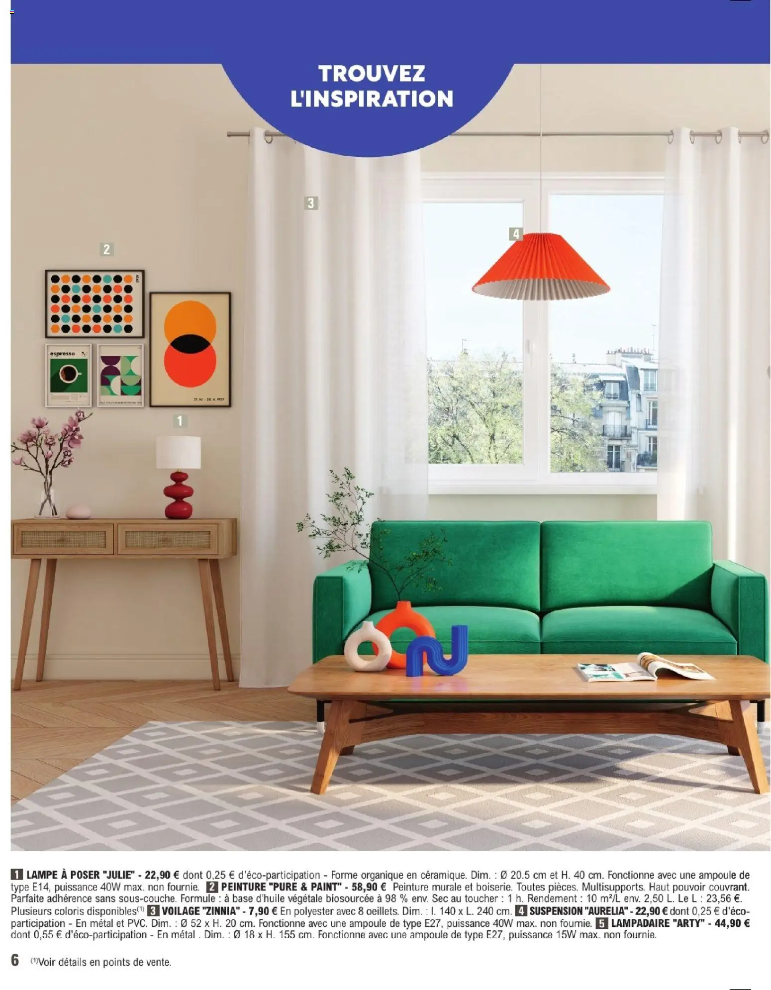 {H1} | Page: 6 | Produits: Base, Suspension, Ampoule, Lampe à poser