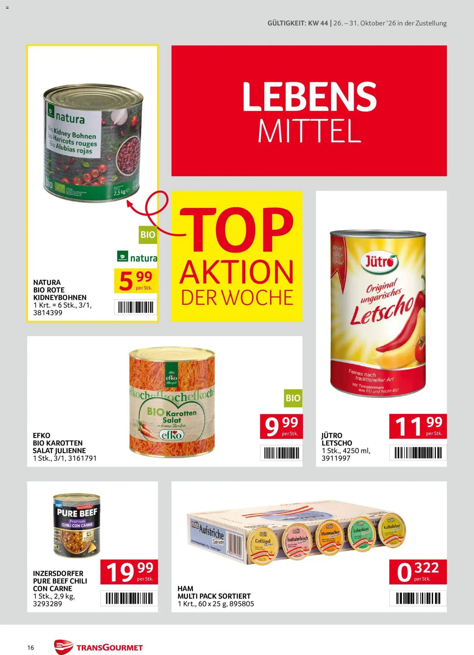 Transgourmet Flugblatt gültig ab 26.10.2026 | Seite: 16 | Produkte: Salat, Chili