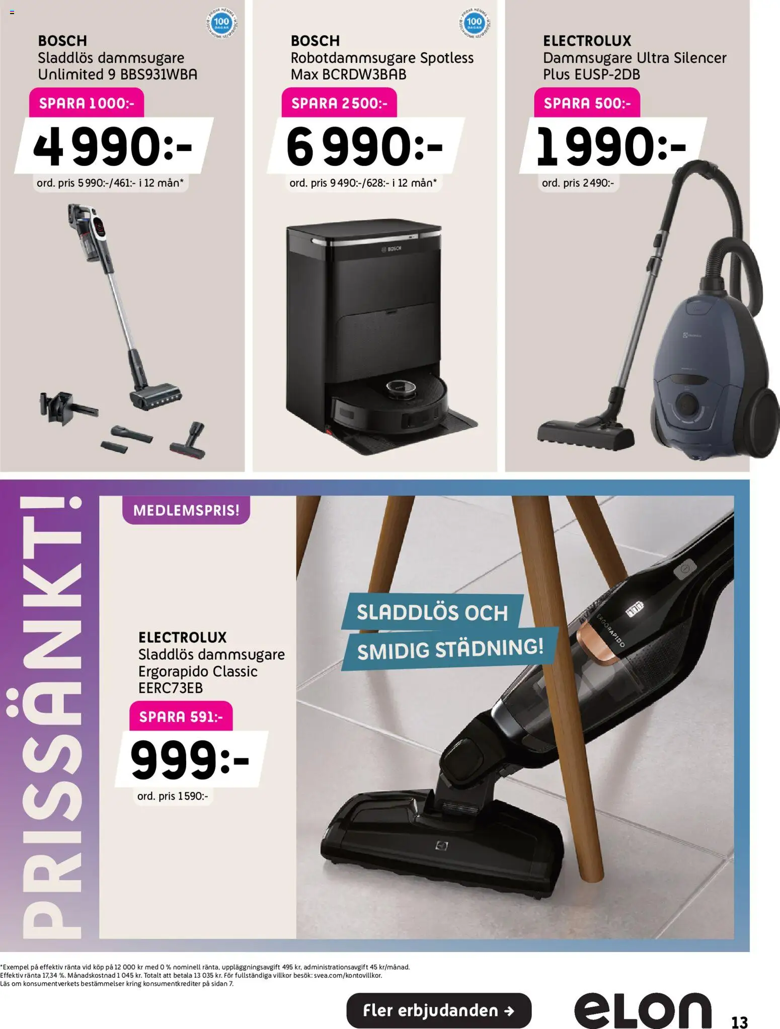 Elon reklamblad aktuell från 21/09/2026 | Sida: 13 | Produkter: Dammsugare, Sladdlös dammsugare, Robotdammsugare