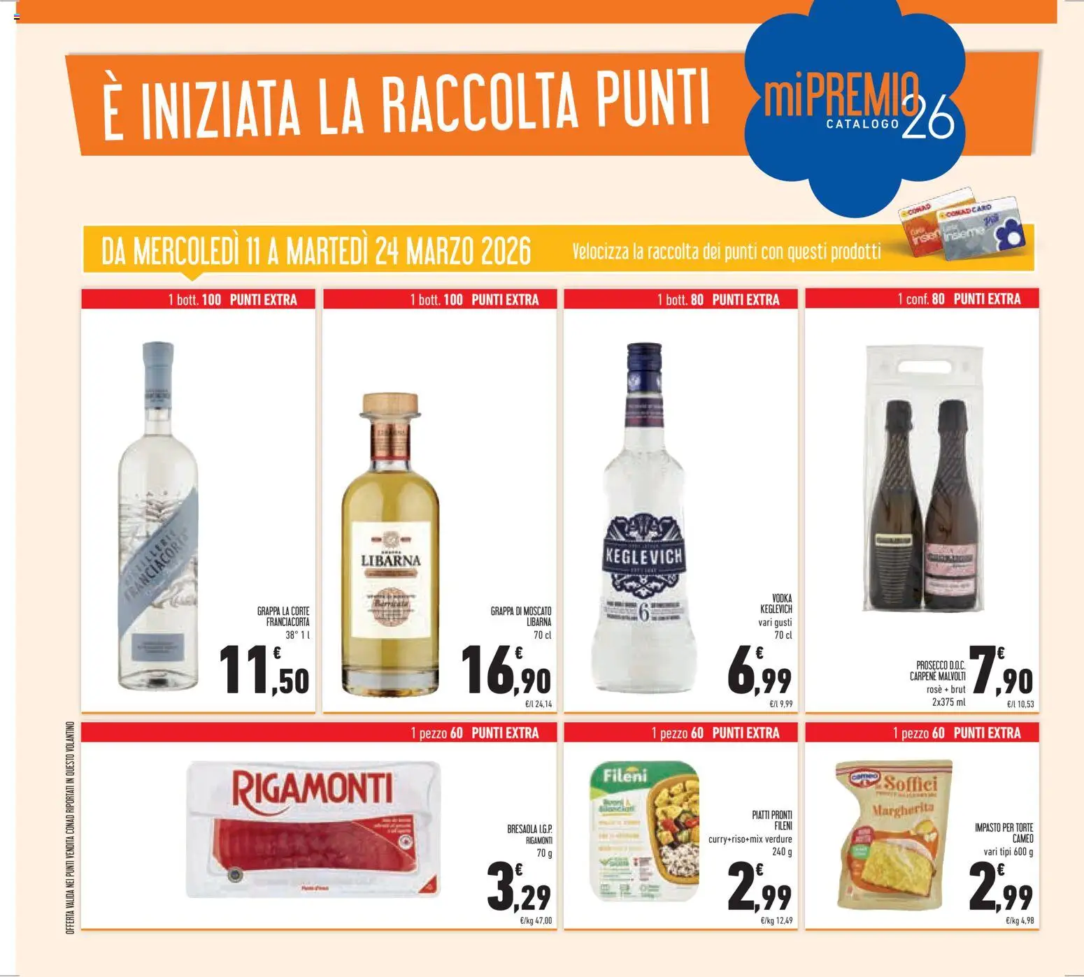 Volantino Conad del 11.03.2026 | Pagina: 42 | Prodotti: Bresaola, Prosecco, Verdure, Grappa