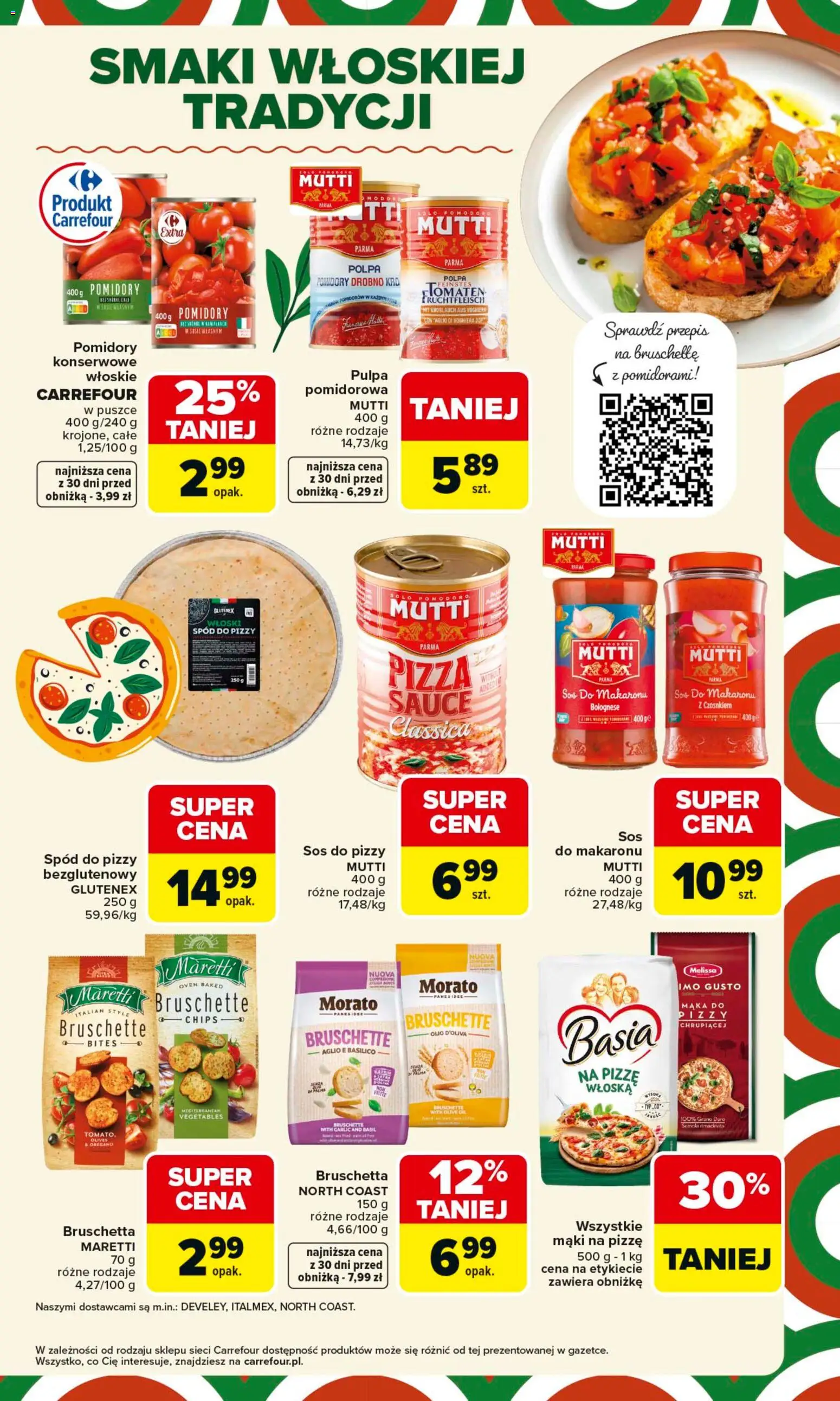 Carrefour gazetka - Kuchnia włoska od 18.05.2026 | Strona: 11 | Produkty: Bruschetta, Spód do pizzy, Pizza, Pomidory