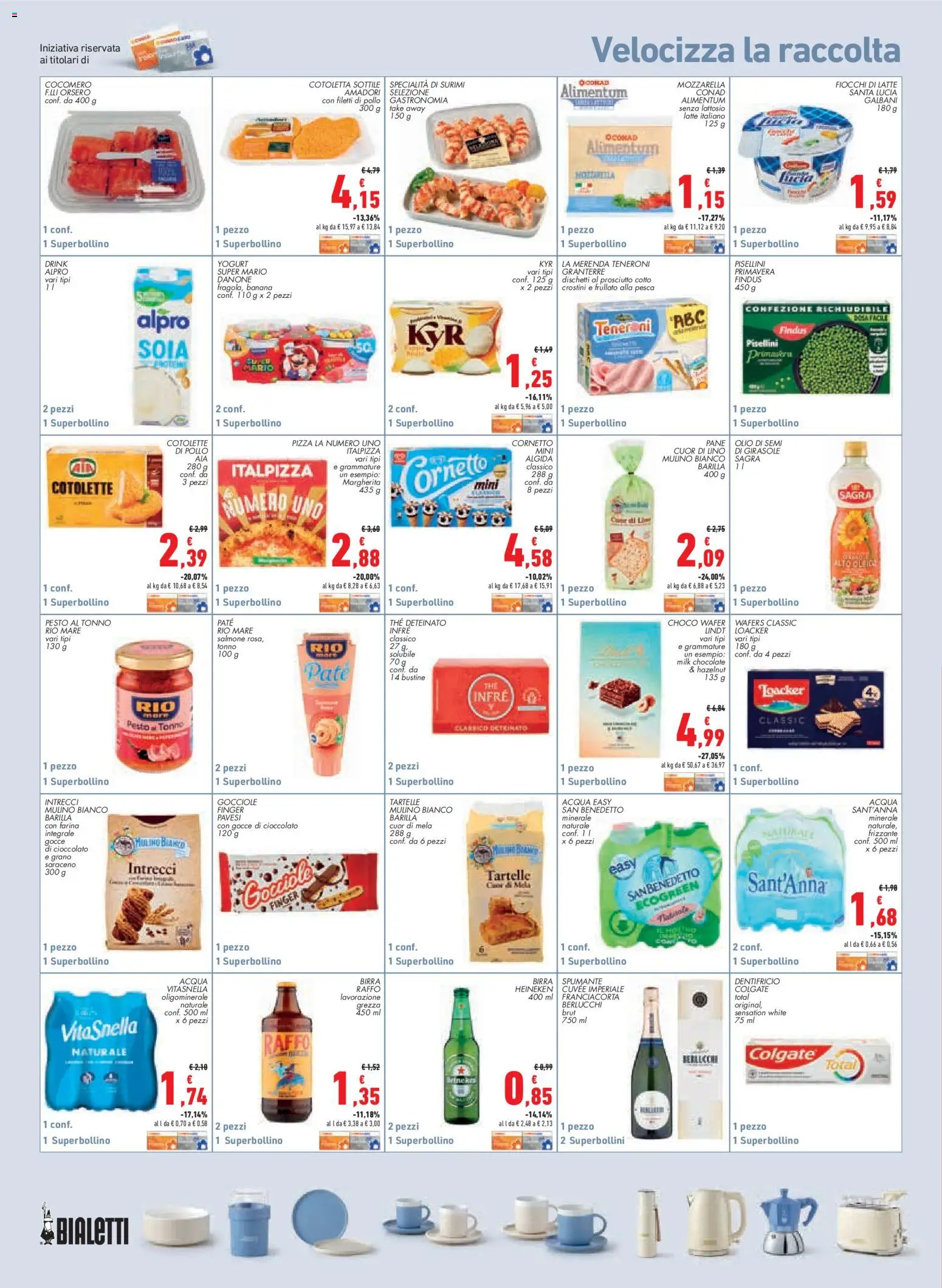 Volantino Conad del 29/07/2026 | Pagina: 14 | Prodotti: Fiocchi, Acqua, Mozzarella, The