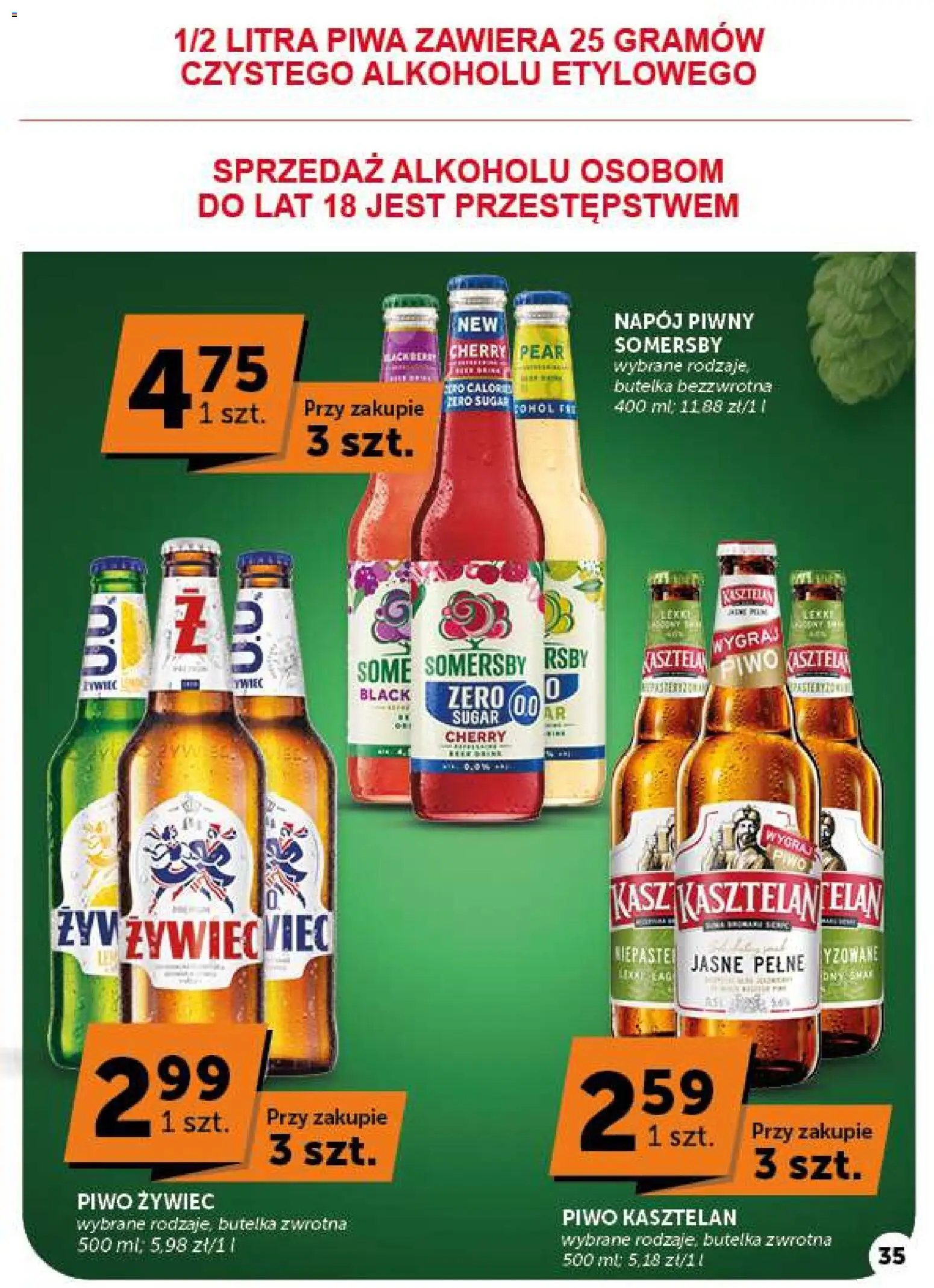ABC gazetka od 22.10.2026 | Strona: 35 | Produkty: Piwo kasztelan, Piwo, Somersby