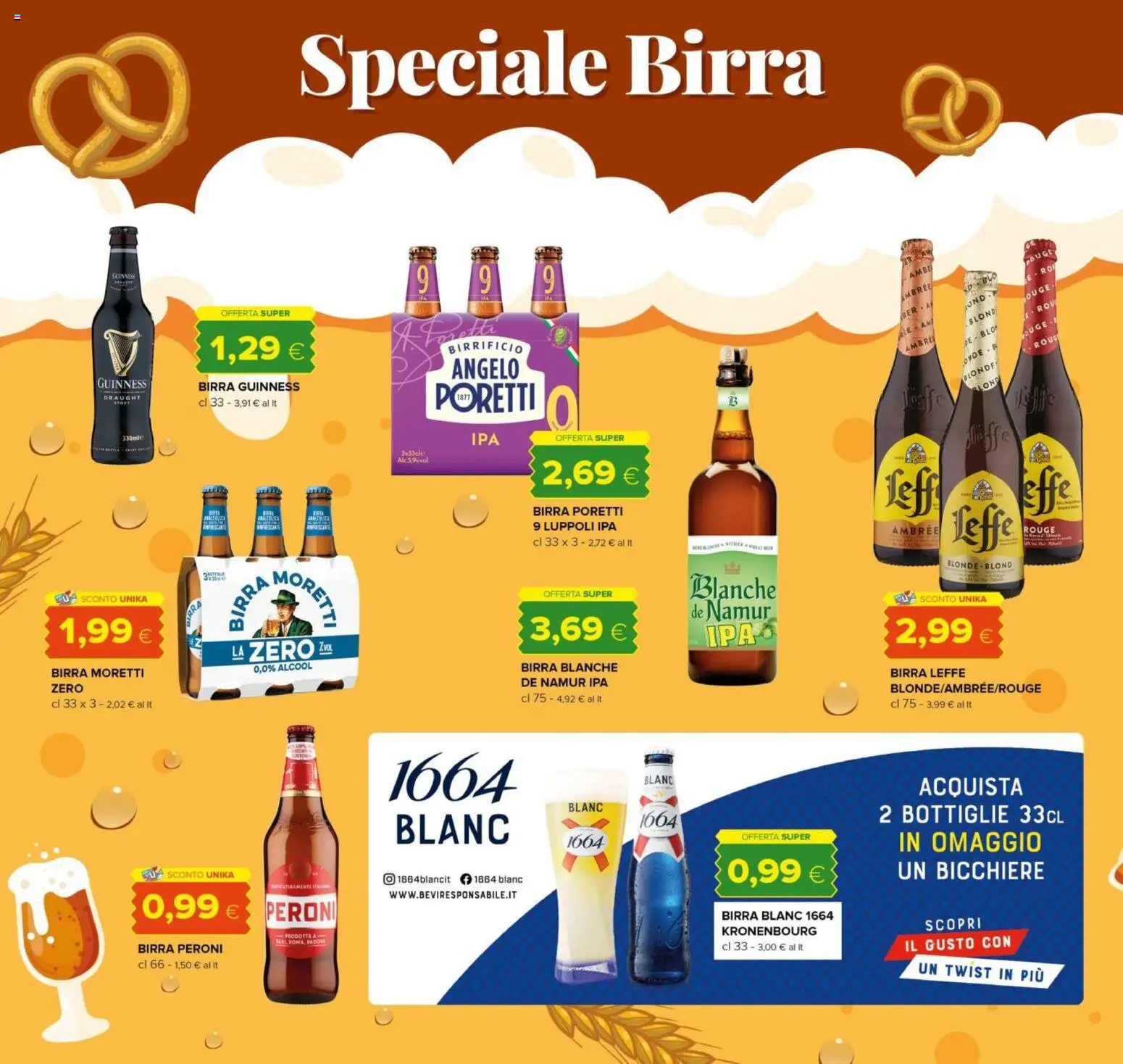 Volantino Oasi del 10/08/2026 | Pagina: 18 | Prodotti: Birra Guinness, Birra, Birra Leffe, Bicchiere