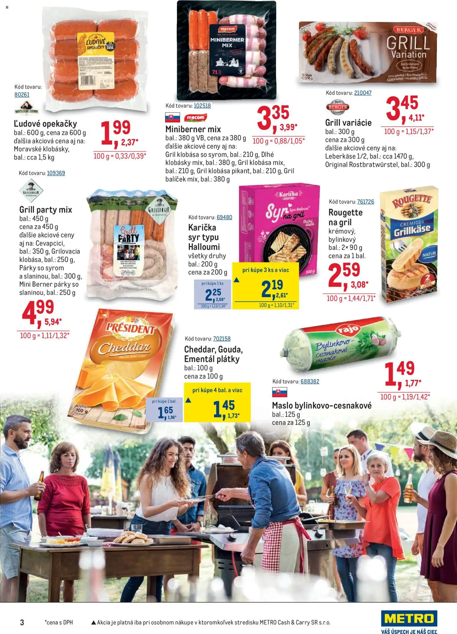 Nové Metro akcie – leták je platný od 29.07.2026 | Strana: 3 | Produkty: Gril, Maslo, Syr, Párky