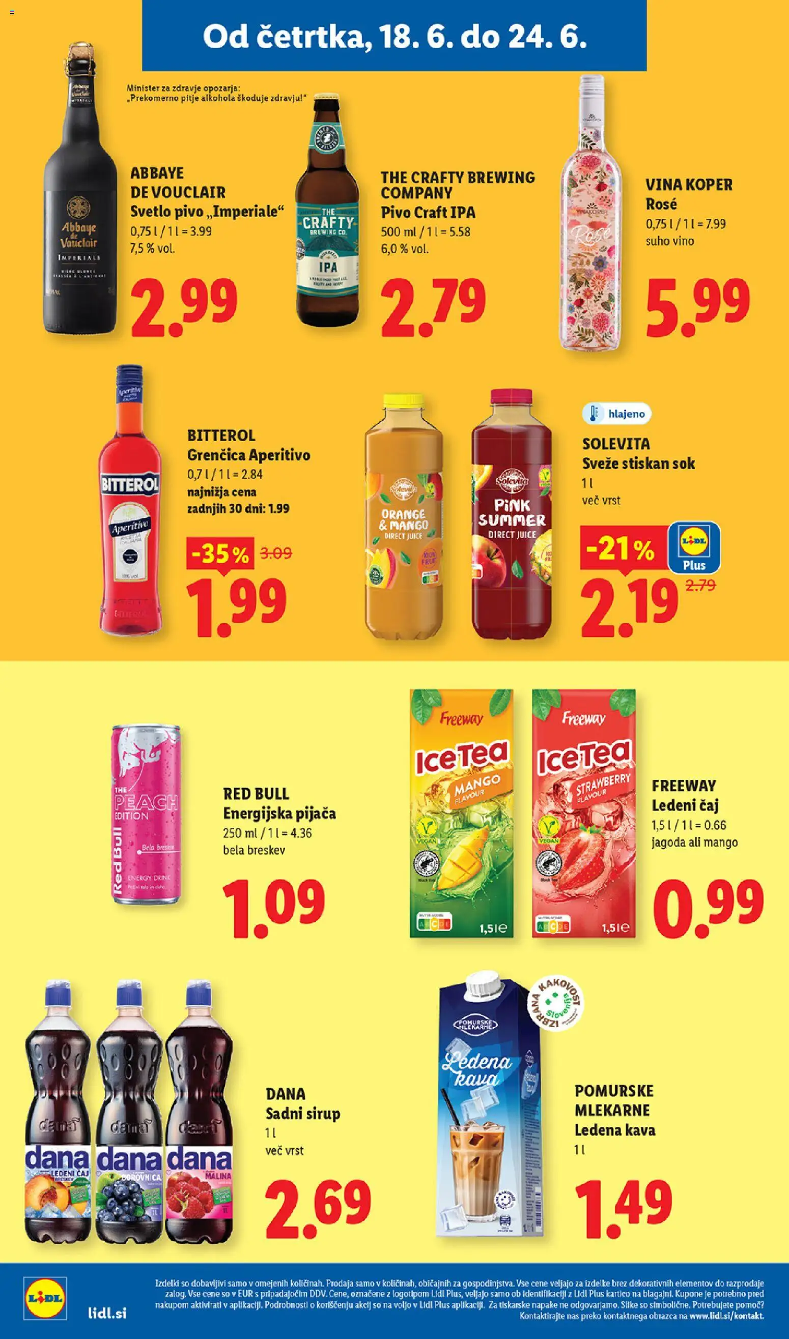 Novi Lidl katalog ponudbe – veljaven od 18.06.2026 | Stran: 12 | Izdelki: Sok, Pivo, Caj, Breskev