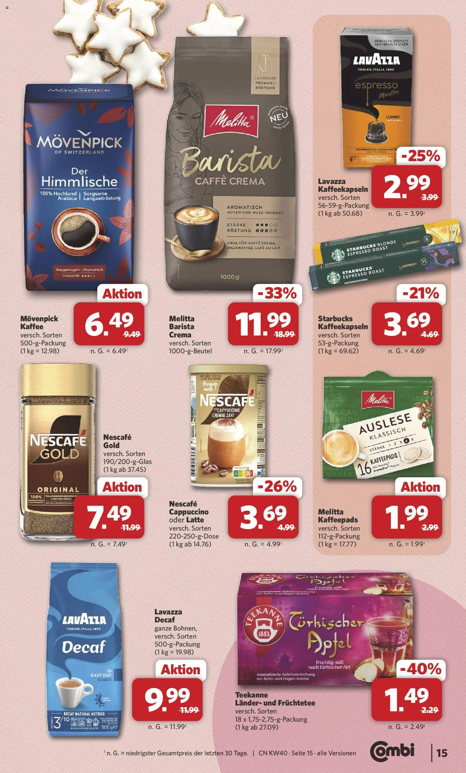 Combi Prospekt – gültig ab 28.09.2026 | Seite: 15 | Produkte: Melitta, Kaffeepads, Kaffee, Starbucks