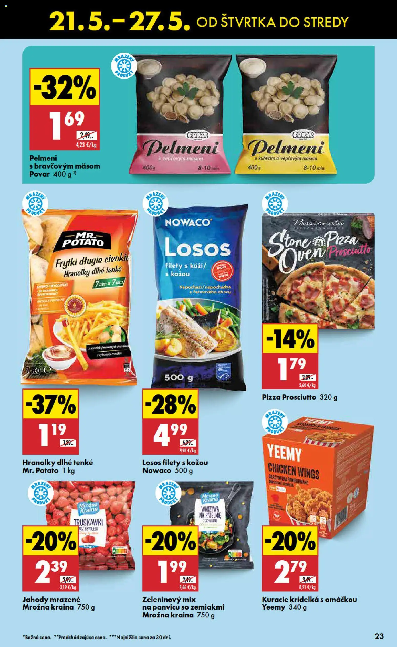 Nové Biedronka akcie – leták je platný od 21.05.2026 | Strana: 23 | Produkty: Pizza, Losos, Jahody