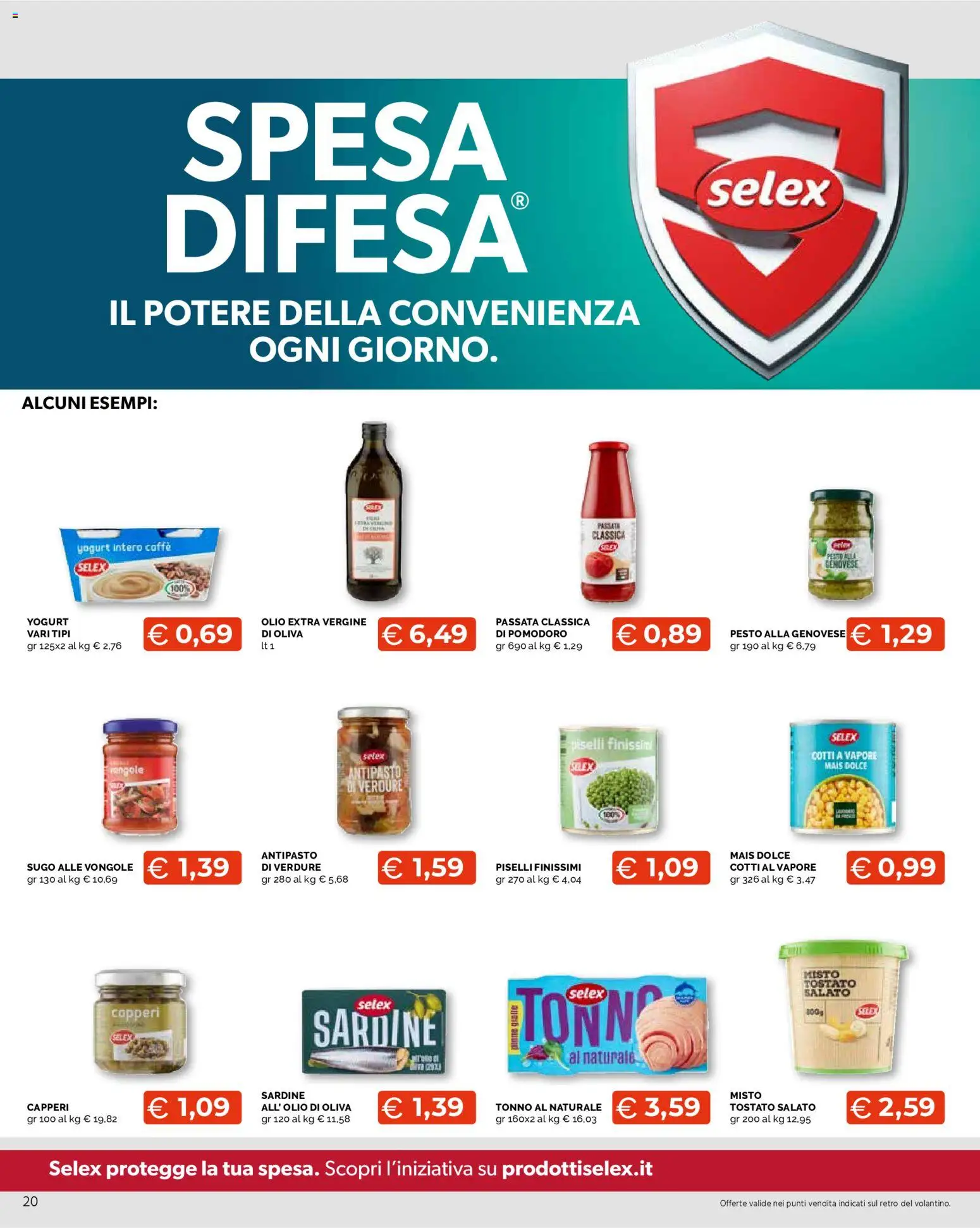 Volantino Mercatò del 12/10/2026 | Pagina: 20 | Prodotti: Vongole, Pomodoro, Tonno al naturale, Mais