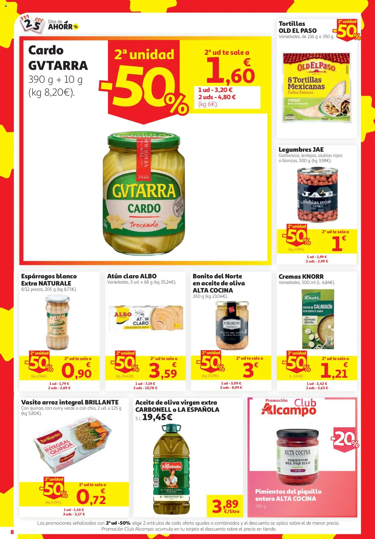 Alcampo Superstore Catalan │ válido desde el 24/09/2026 | Página: 8 | Productos: Queso, Aceite de oliva, Legumbres, Atún claro
