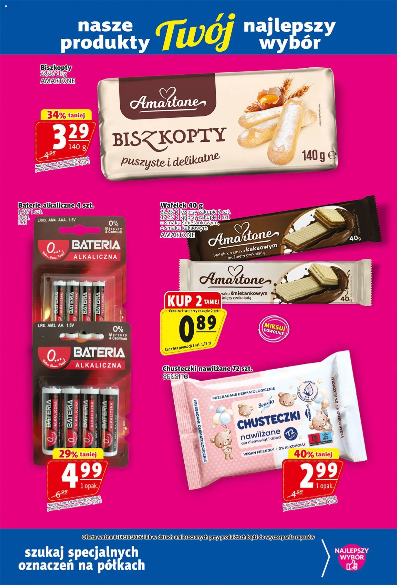 Prim Market gazetka od 08.10.2026 | Strona: 17 | Produkty: Chusteczki nawilżane, Biszkopty, Bateria, Czekolada