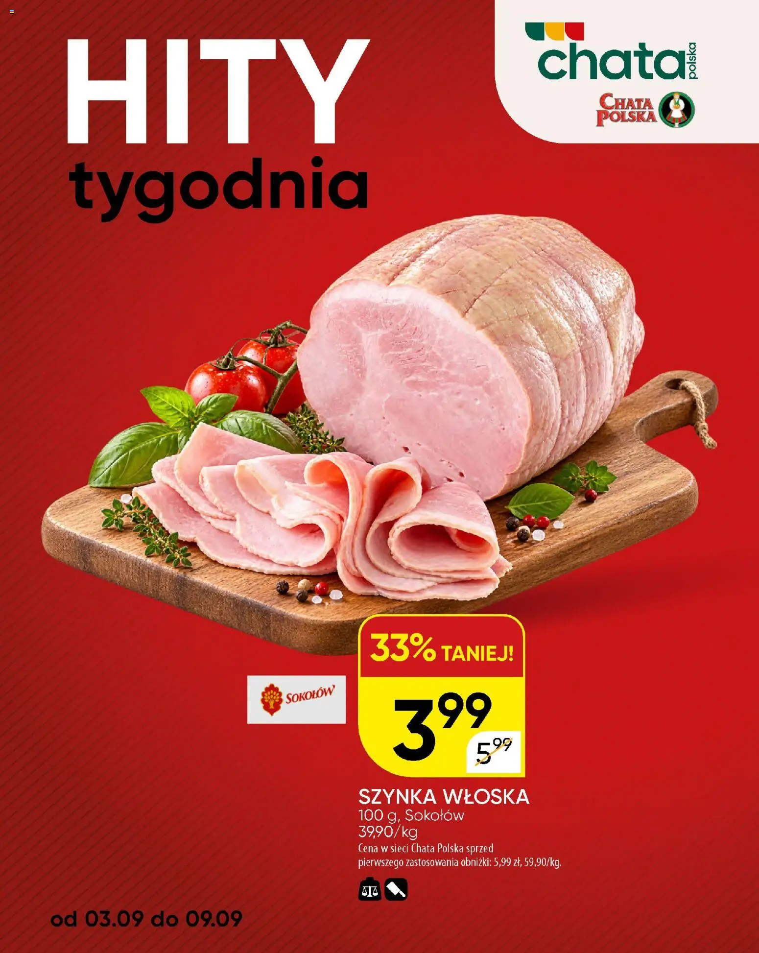 Chata Polska gazetka od 10.09.2026 | Strona: 25 | Produkty: Szynka