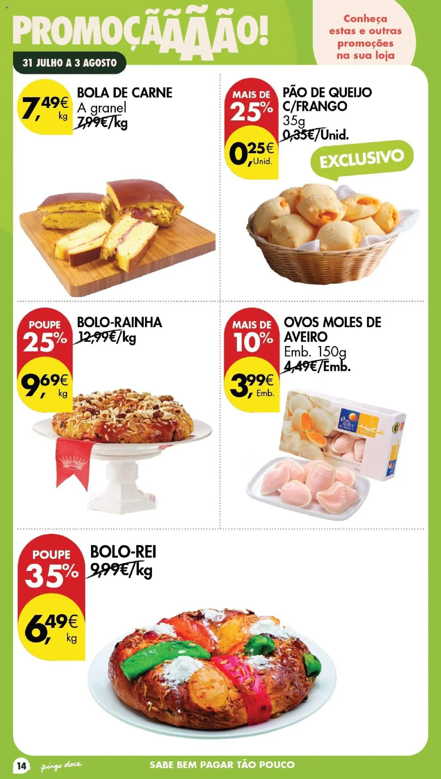 Pingo Doce Poupe este Fim de Semana │ válido de 31/07/2026 | Página: 14 | Produtos: Pão de queijo, Queijo, Pão, Carne