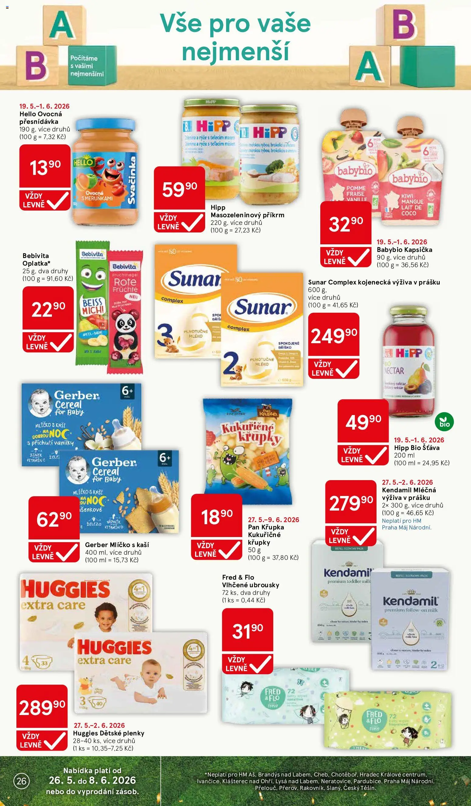 Tesco leták - Hypermarket od 27.05.2026 | Strana: 26 | Produkty: Přesnídávka Hello, Sunar Complex, Kendamil, Křupky