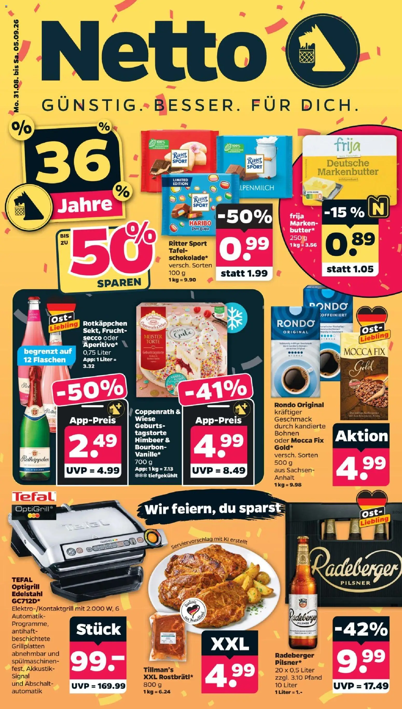 Netto Prospekt – gültig ab 31.08.2026 | Seite: 1 | Produkte: Haribo, Ritter sport, Rotkäppchen, Bourbon