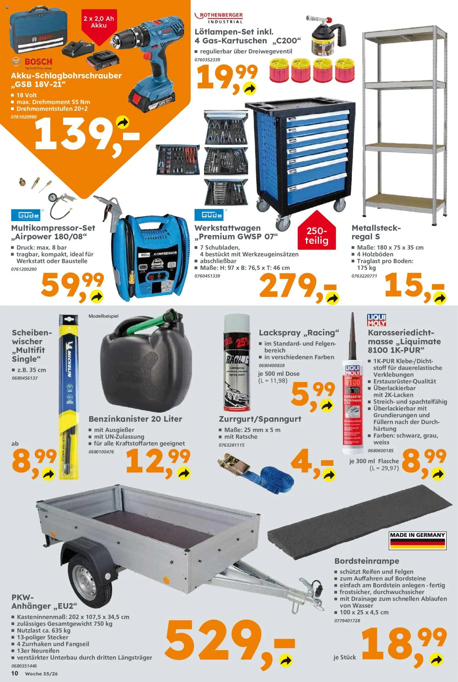 Globus Baumarkt Prospekt Zweibrücken – gültig ab 24.08.2026 | Seite: 10 | Produkte: Bosch, Regal, Wasser