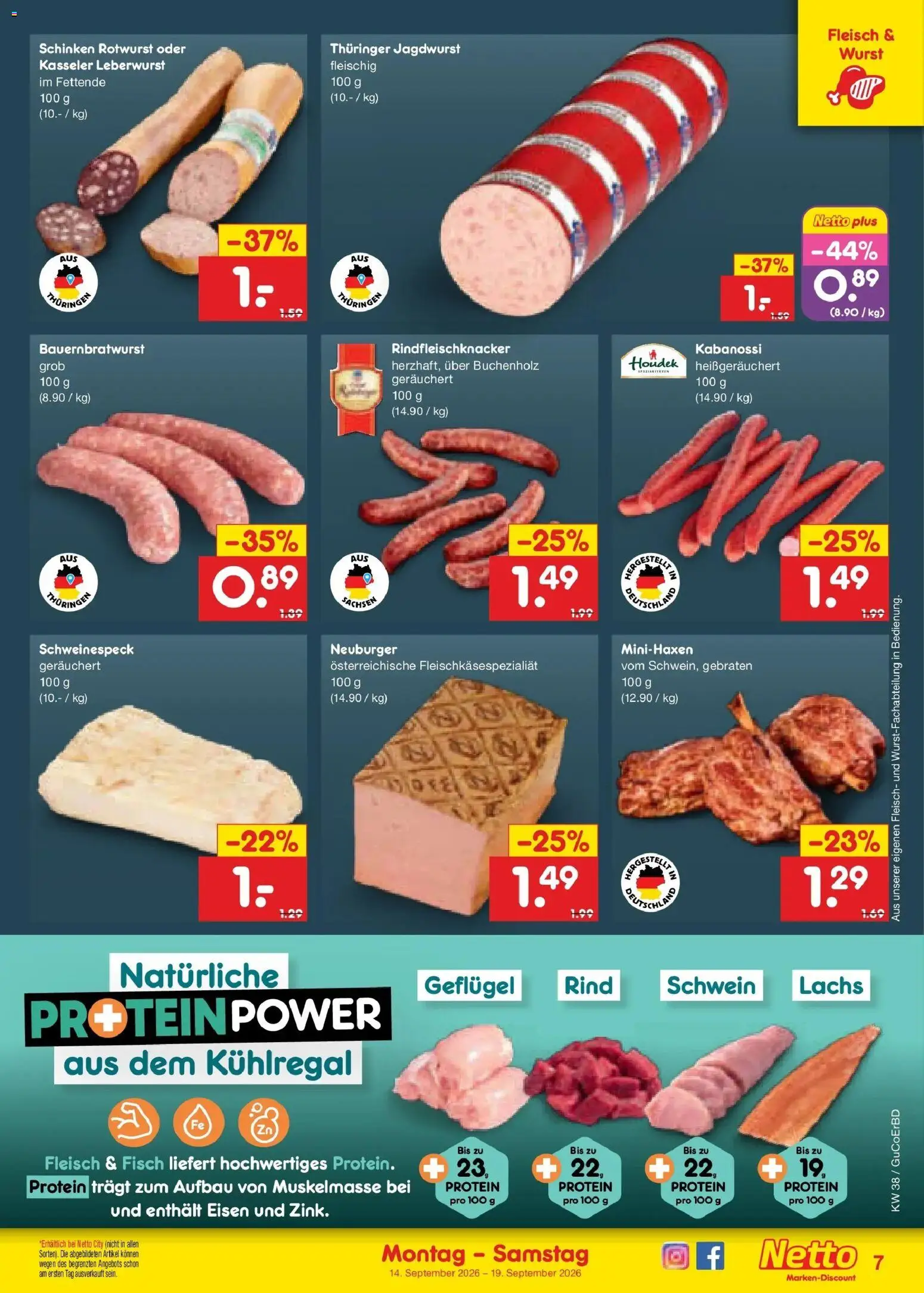 Netto Marken-Discount Prospekt Augustusburg – gültig ab 14.09.2026 | Seite: 9 | Produkte: Lachs, Wurst, Schinken, Fleisch