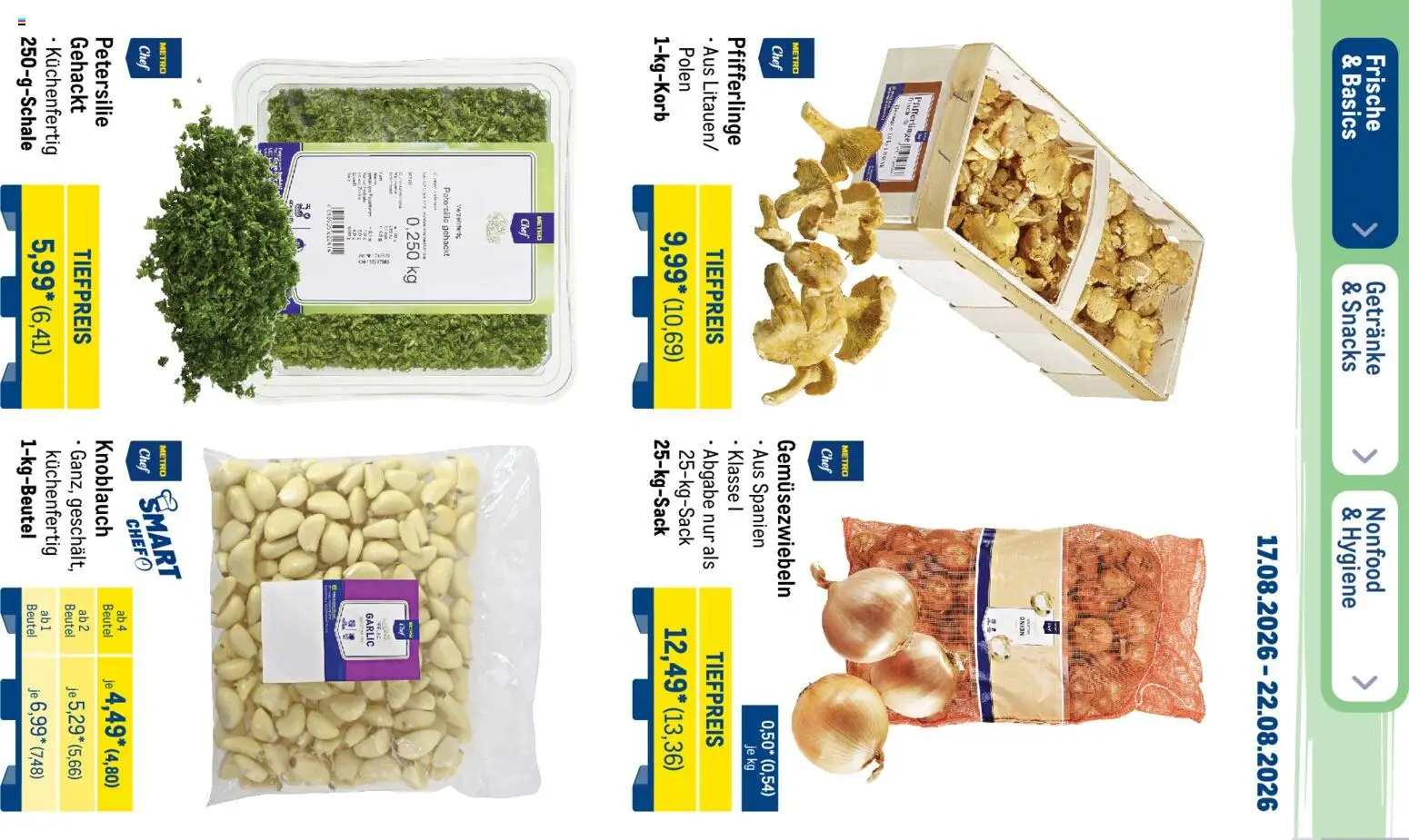 Metro NonFood-Angebote – gültig ab 17.08.2026 | Seite: 42 | Produkte: Knoblauch, Pfifferlinge, Petersilie