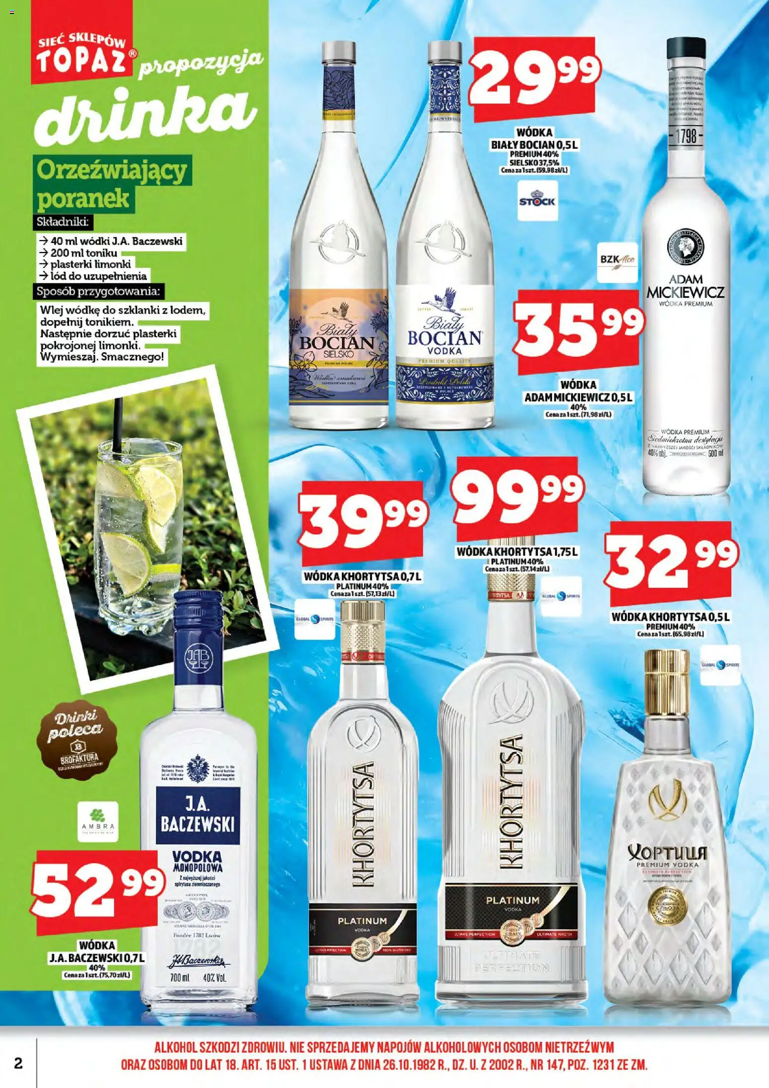 Topaz gazetka alkoholowa od 01.06.2026 | Strona: 4 | Produkty: Vodka, Szklanki, Alkohol, Wódka