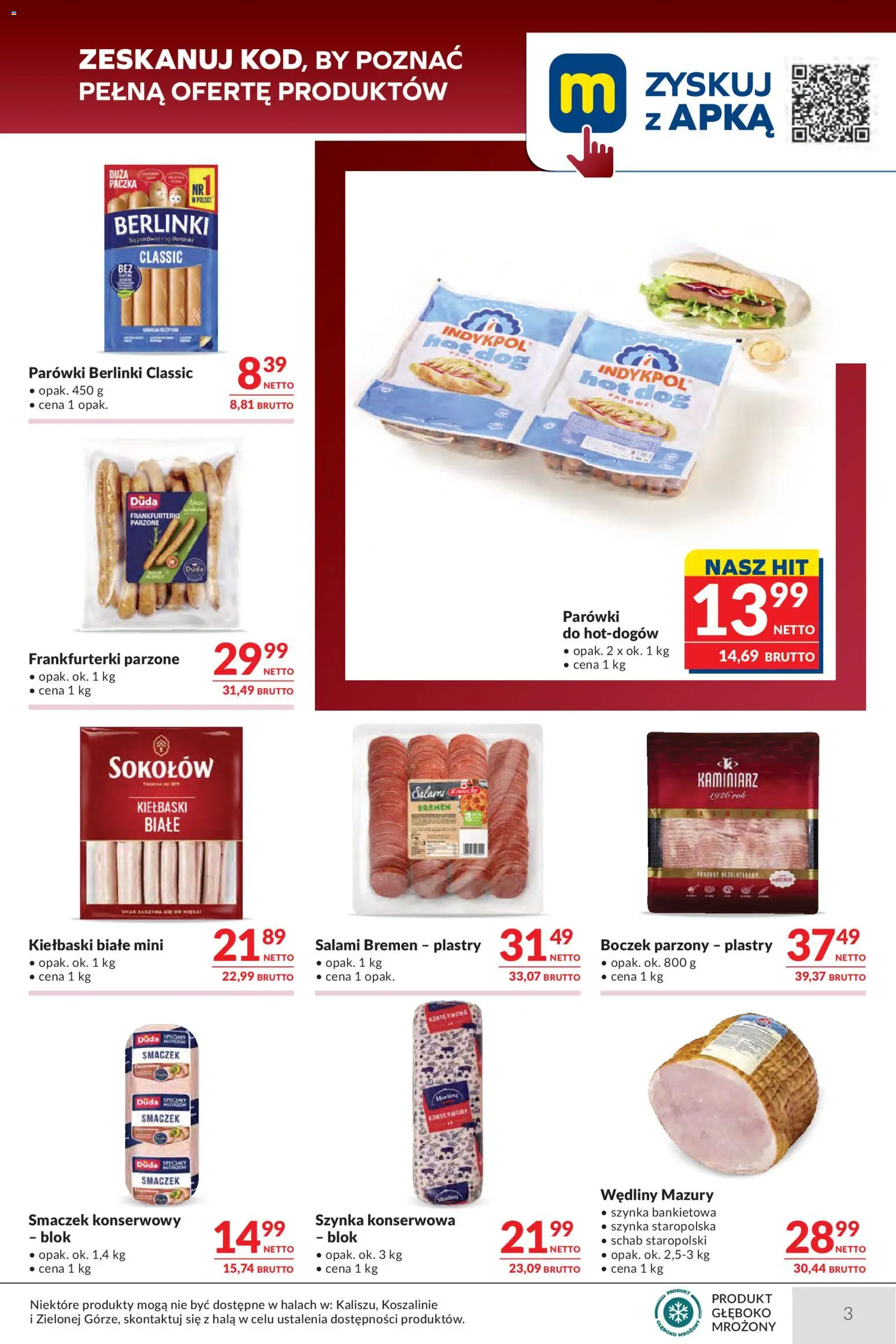 Makro gazetka - Oferta dla gastronomii od 04.08.2026 | Strona: 3 | Produkty: Parówki berlinki, Parówki, Boczek, Salami