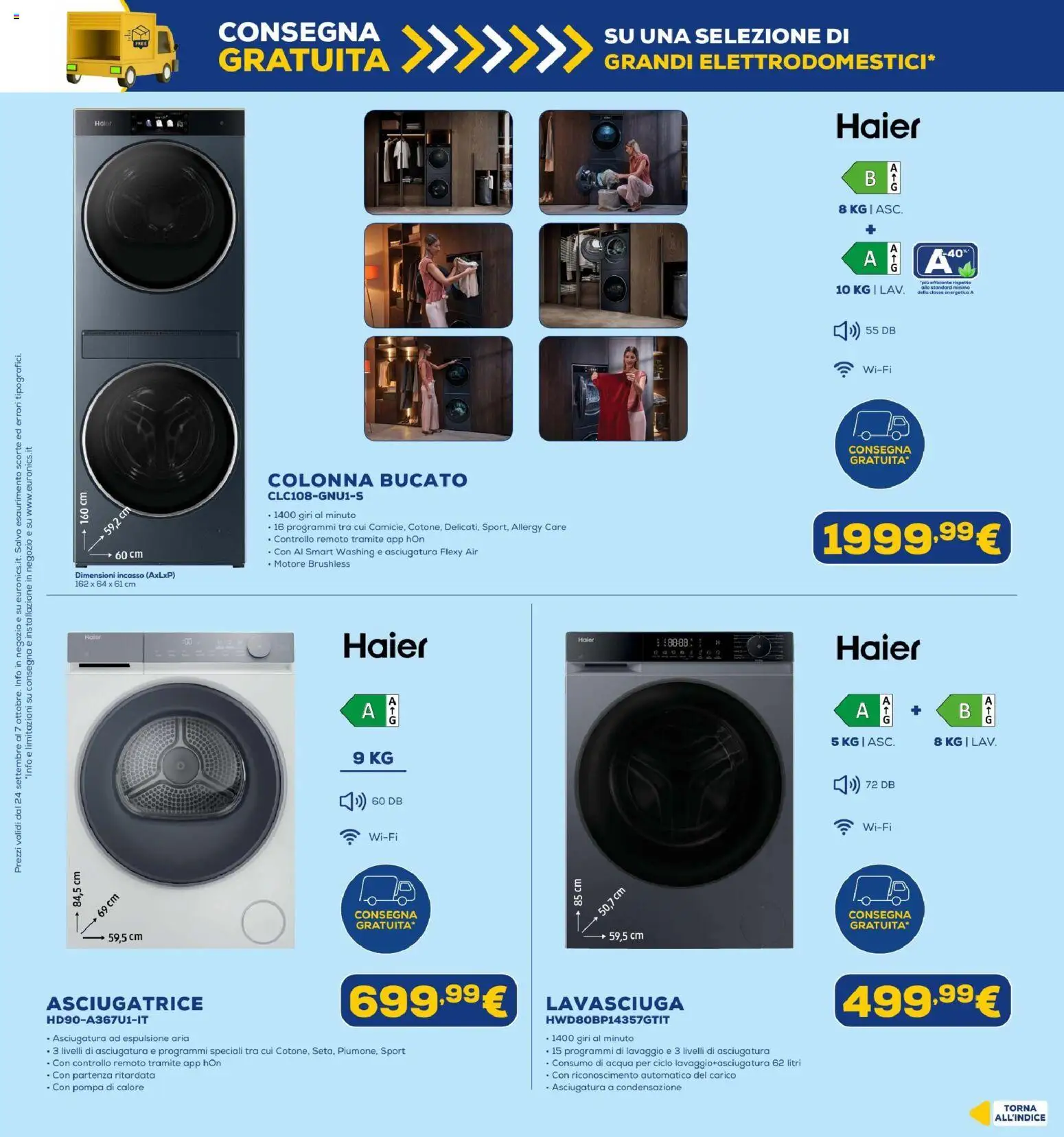 Volantino Euronics del 24/09/2026 | Pagina: 5 | Prodotti: Lavasciuga, Acqua, Asciugatrice