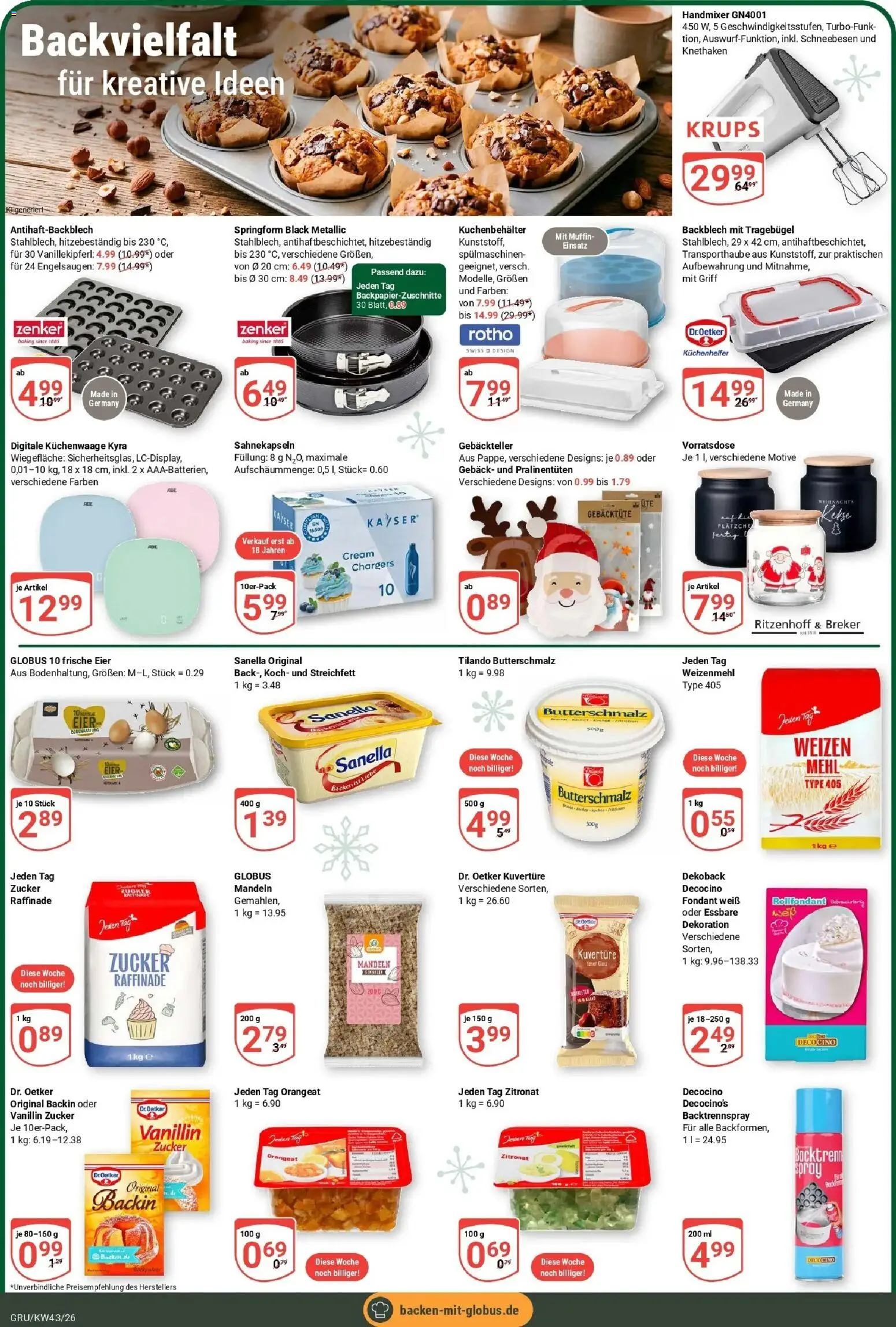 Globus Prospekt Grünstadt (ab 19.10.2026) » Angebote online | Seite: 16 | Produkte: Butterschmalz, Eier, Zucker, Kekse
